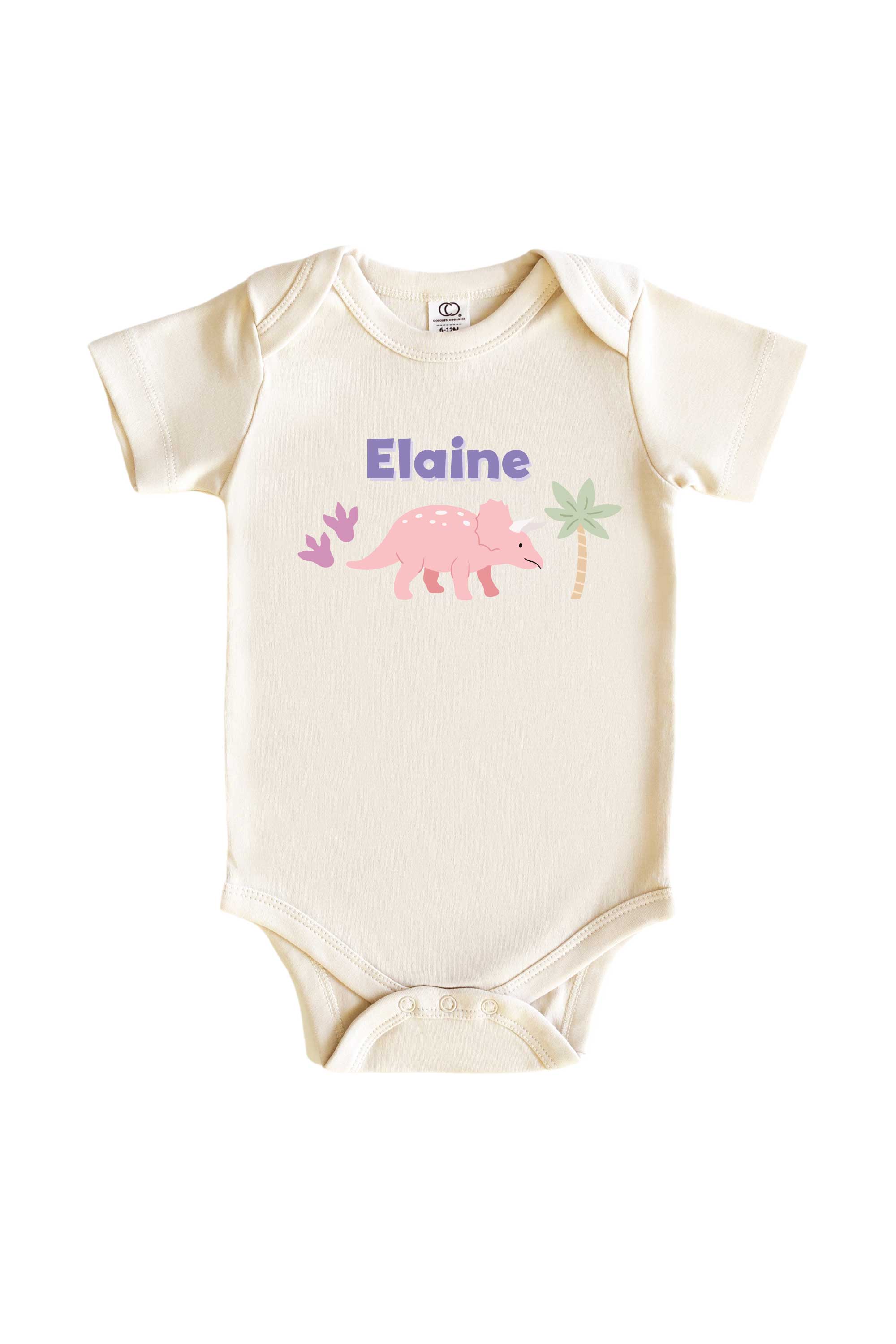 Personalized Little Fossil Pink Graphic Bodysuit & Kids Tee | Natural - Image 2