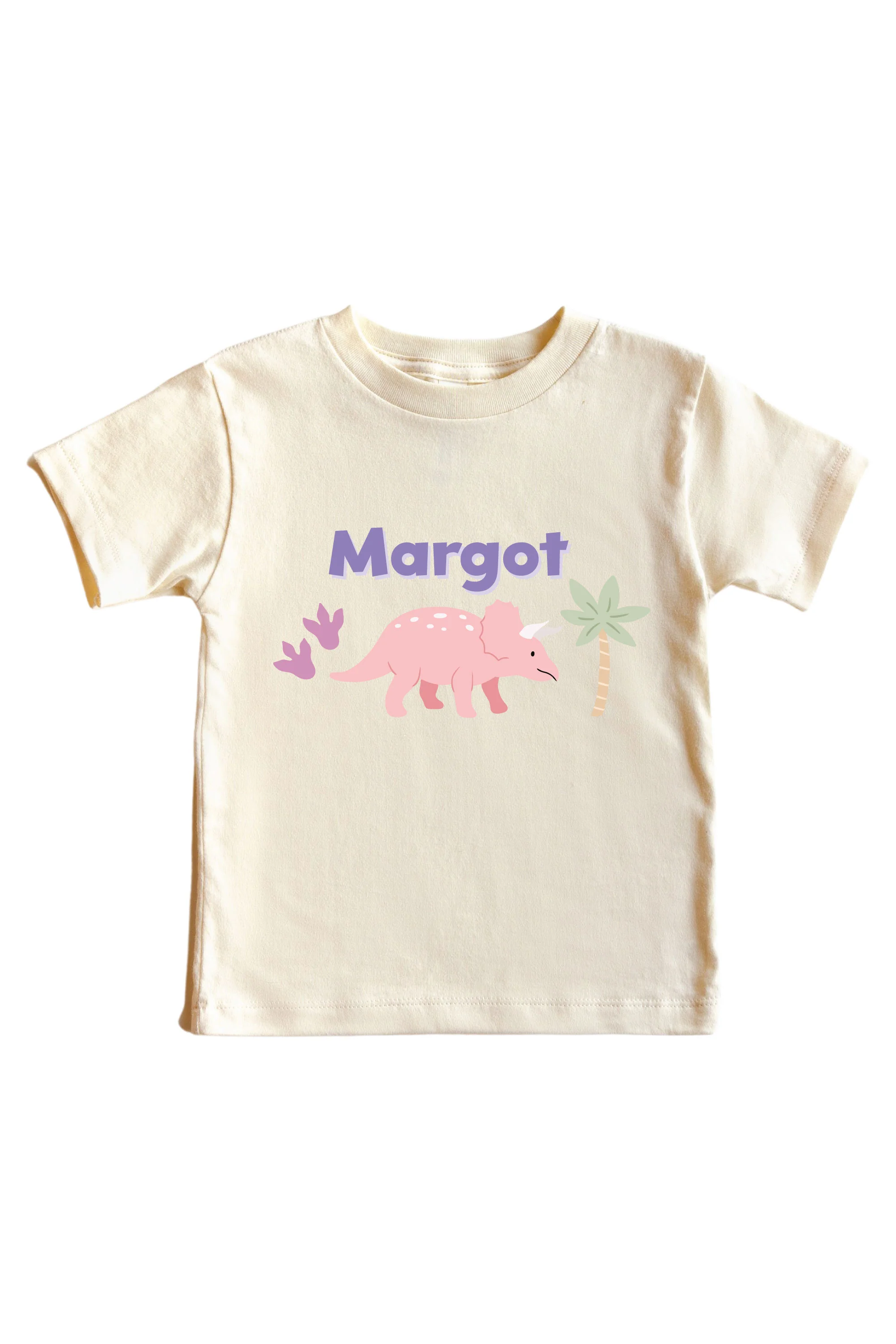 Personalized Little Fossil Pink Graphic Bodysuit & Kids Tee | Natural - Image 3