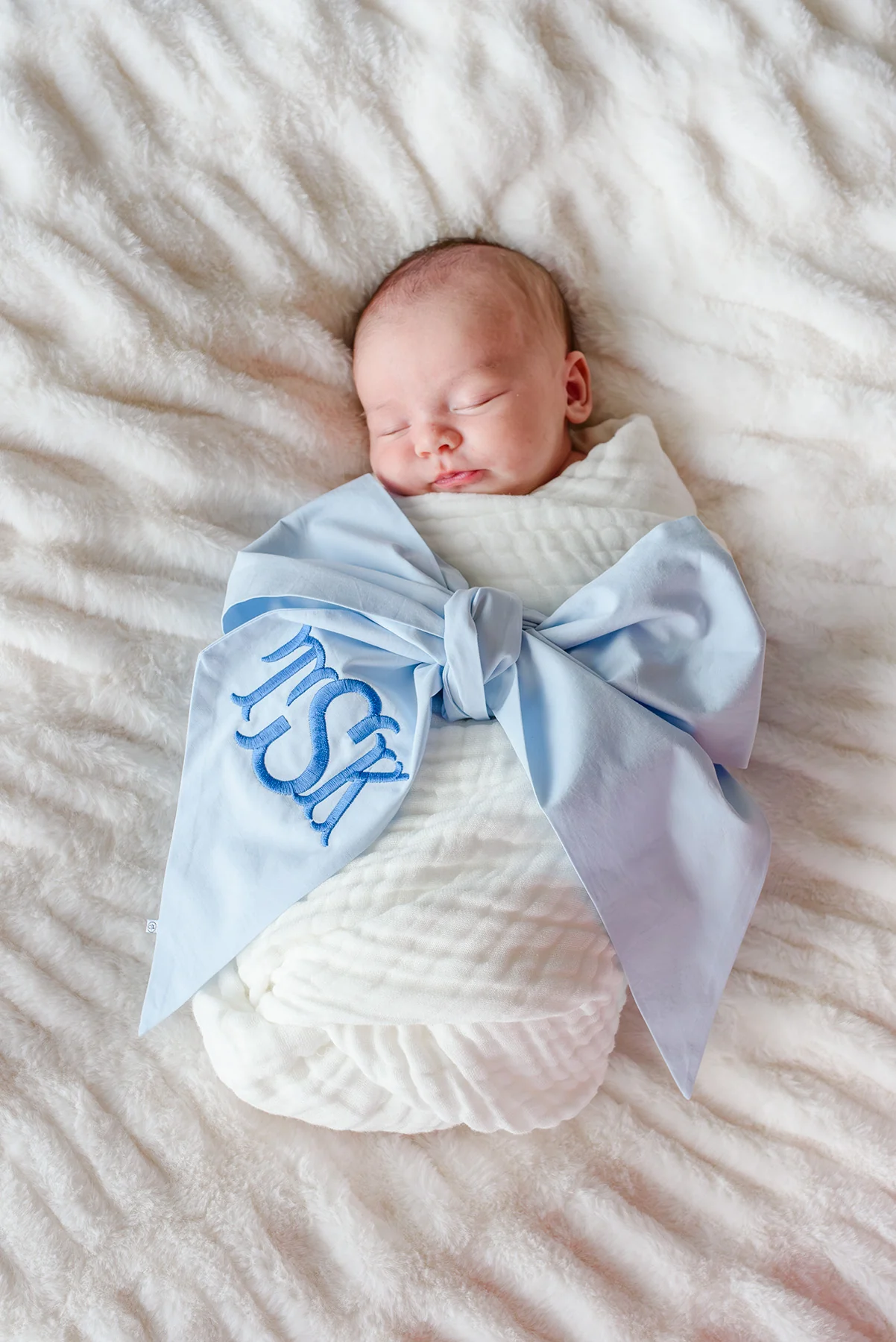 Personalized Newborn Bow Sash | Light Dusty Blue - Image 11