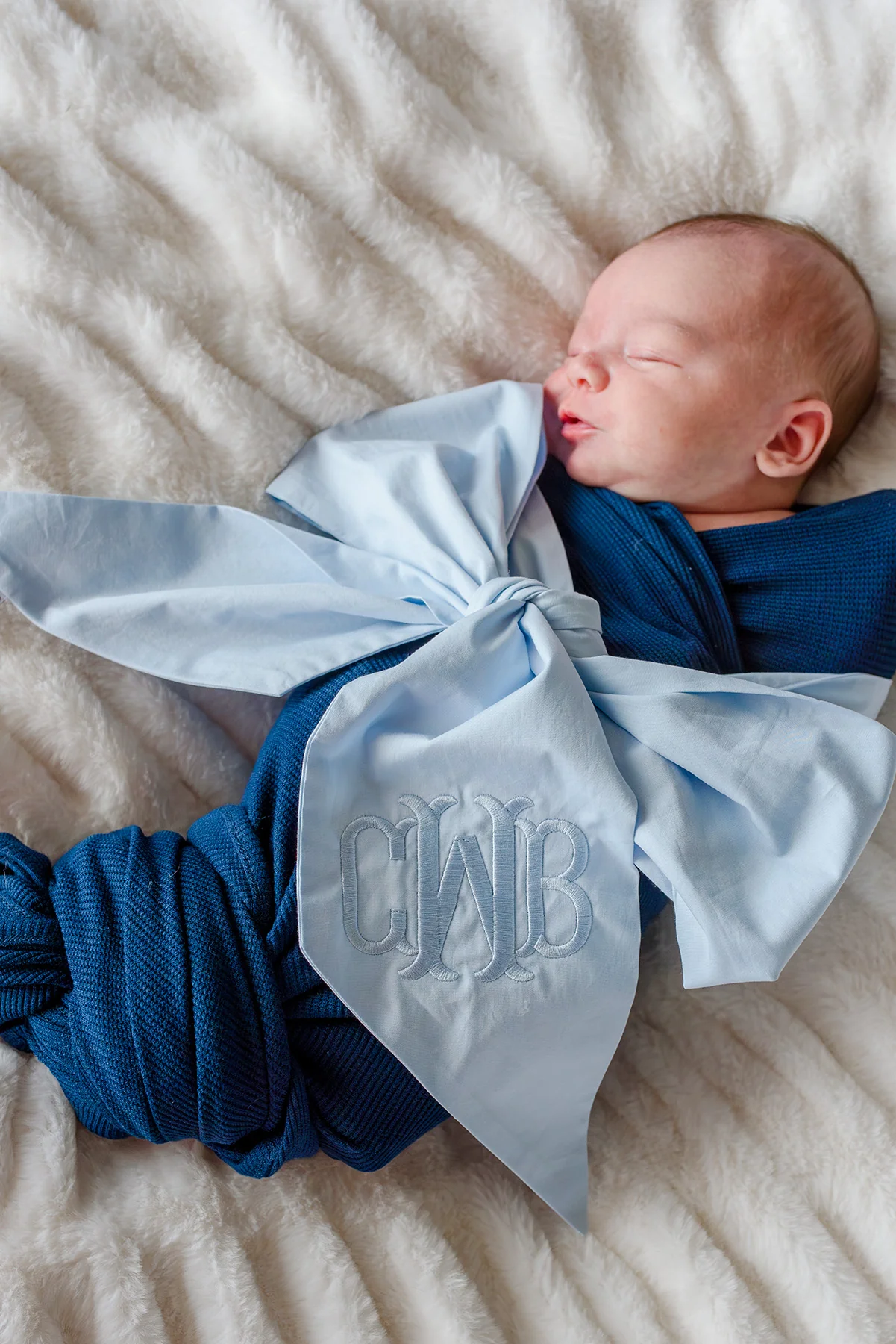 Personalized Newborn Bow Sash | Light Dusty Blue - Image 12