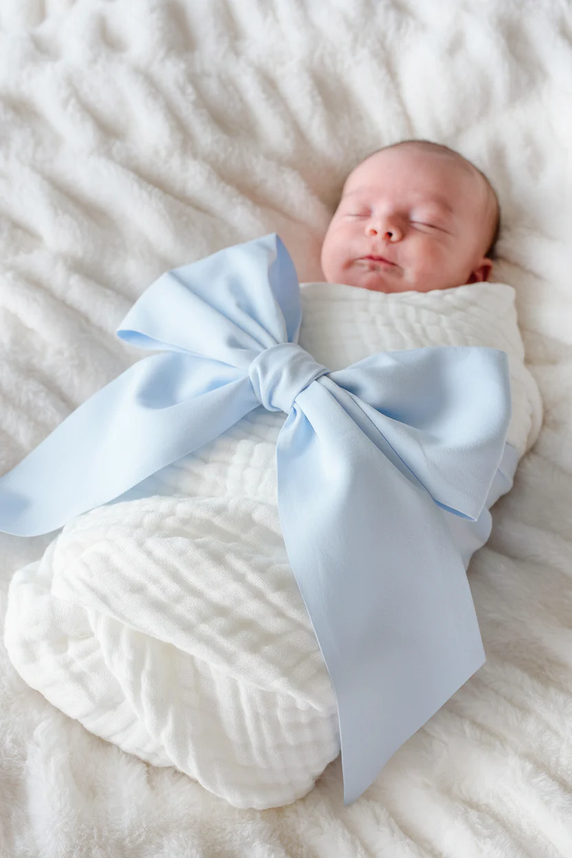 Personalized Newborn Bow Sash | Light Dusty Blue - Image 15