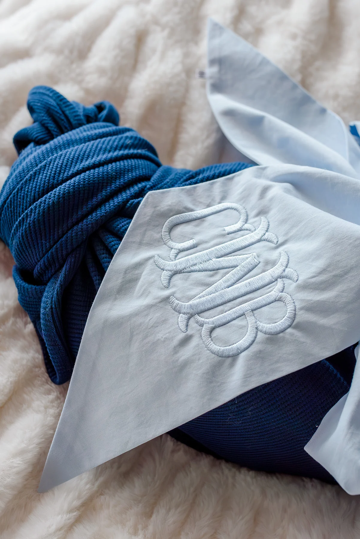Personalized Newborn Bow Sash | Light Dusty Blue - Image 3