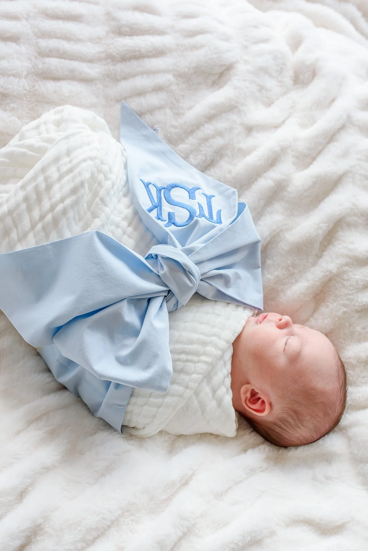 Personalized Newborn Bow Sash | Light Dusty Blue - Image 7