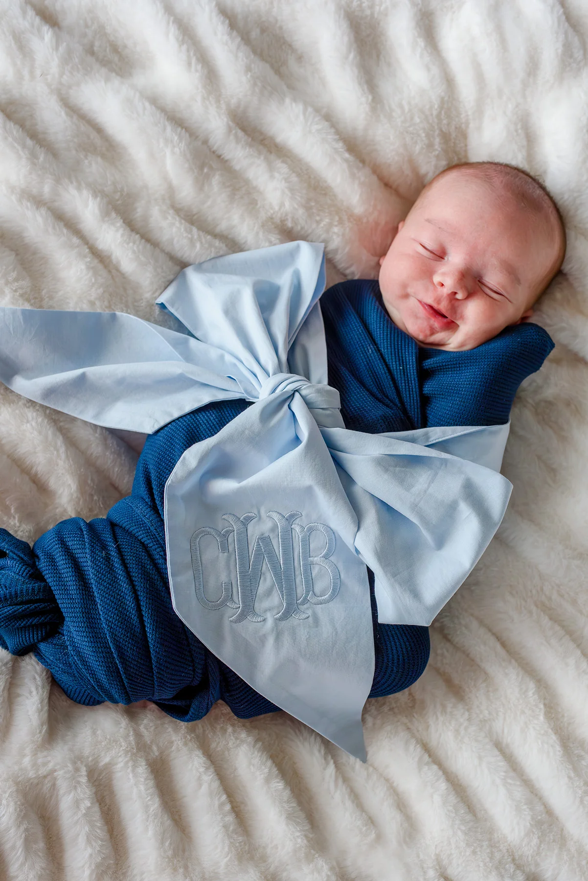 Personalized Newborn Bow Sash | Light Dusty Blue - Image 8
