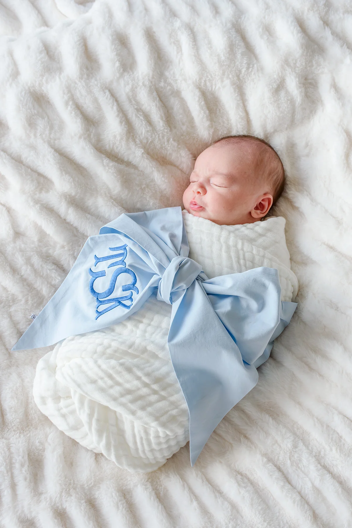Personalized Newborn Bow Sash | Light Dusty Blue - Image 9
