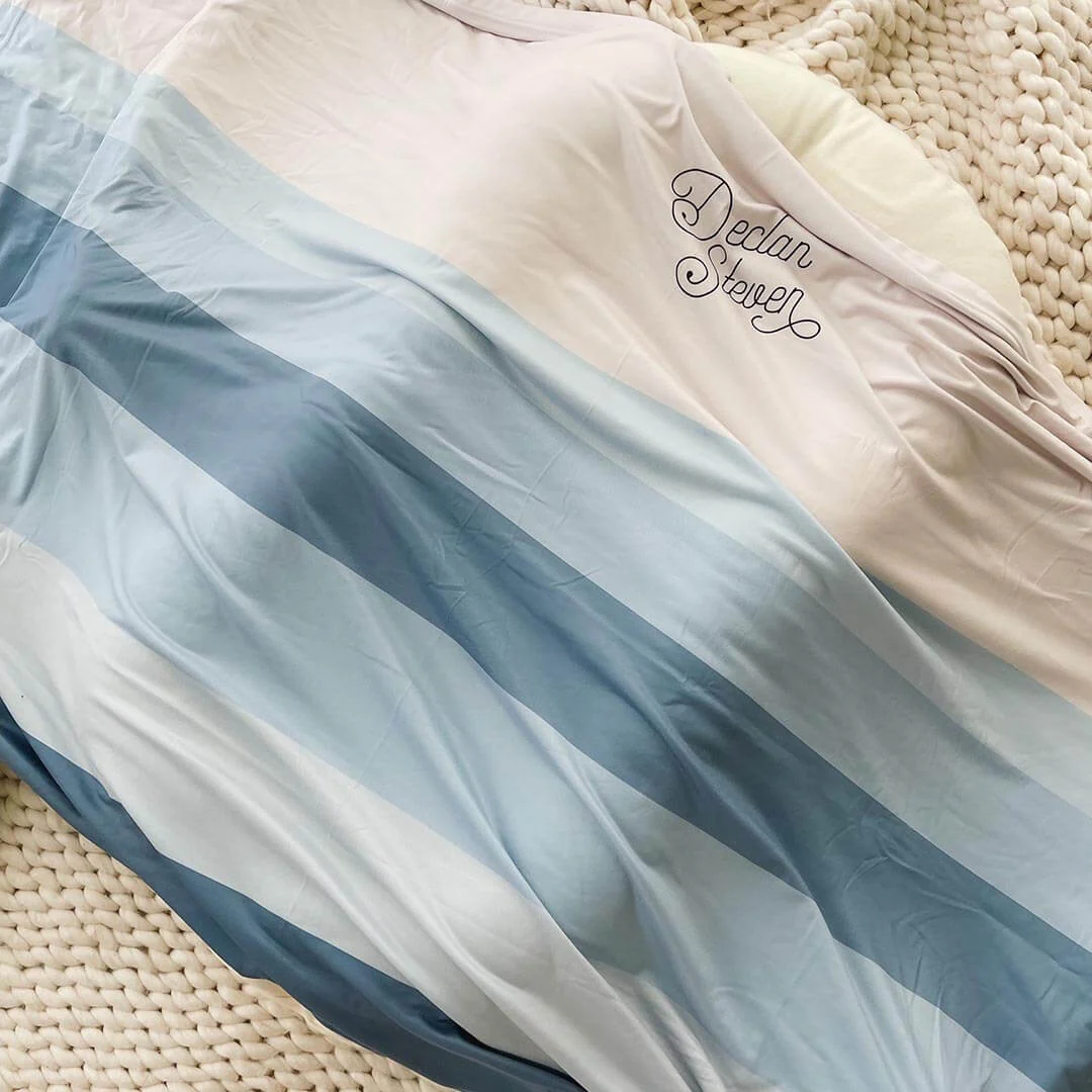 Personalized Ombre Swaddle | Dusty Blues - Image 2