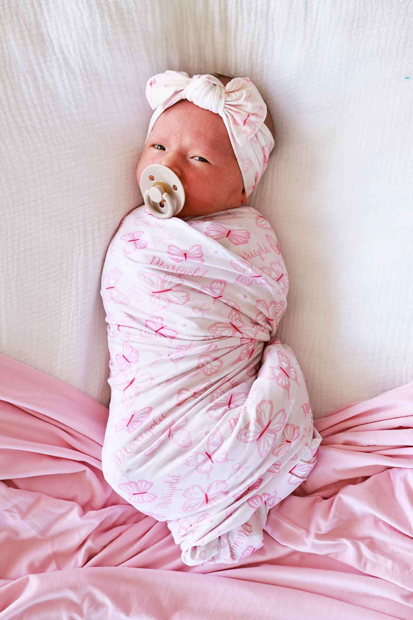 Personalized Swaddle Blanket | Blooming Butterflies - Image 3