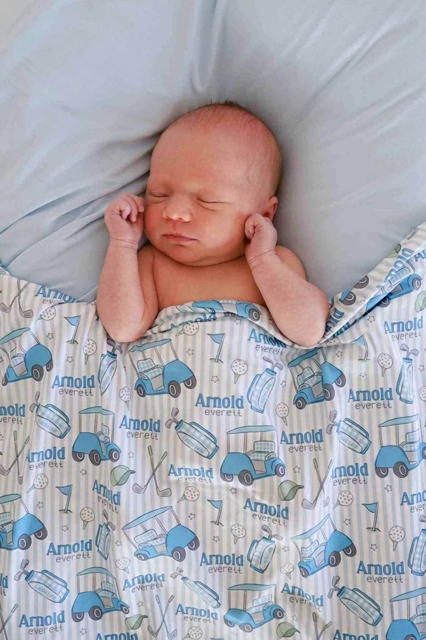 Personalized Swaddle Blanket | Caddie Crew Blue - Image 3