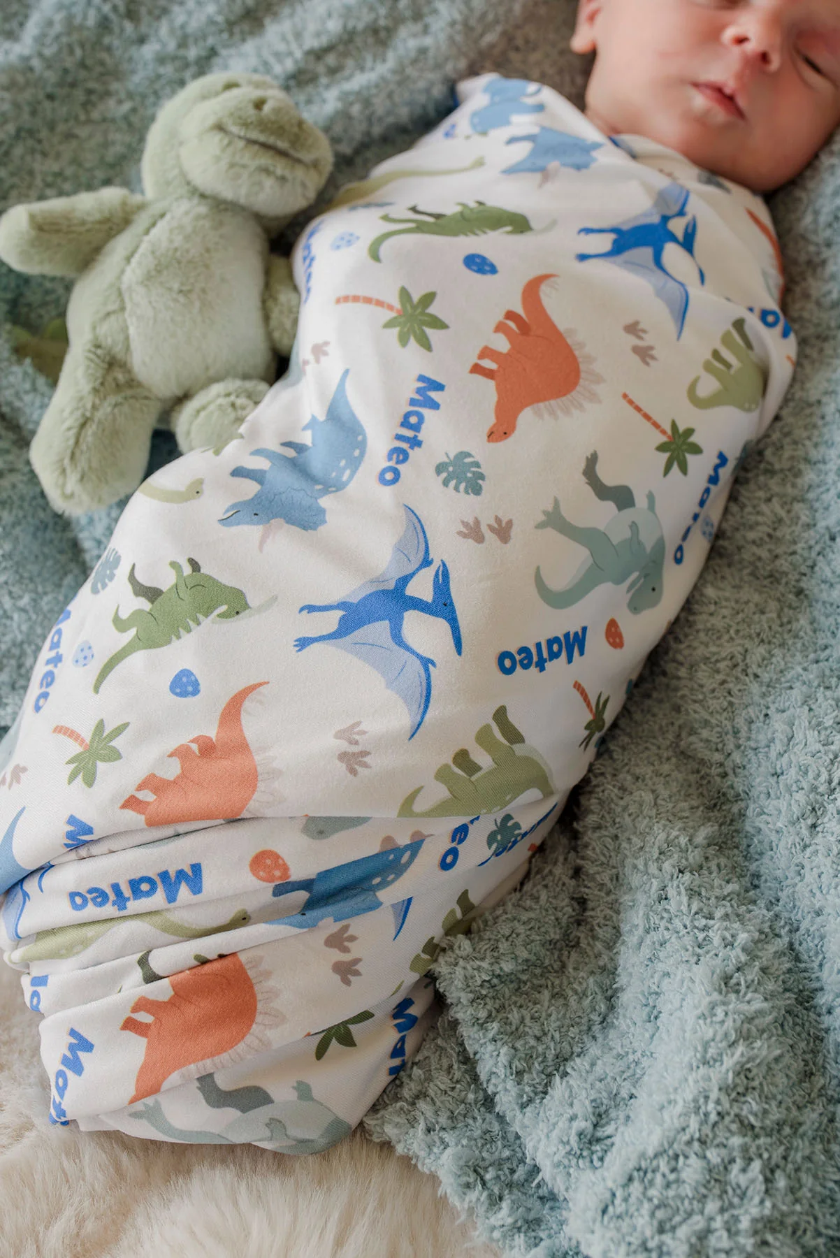 Personalized Swaddle Blanket | Little Fossil Neutral - Image 3