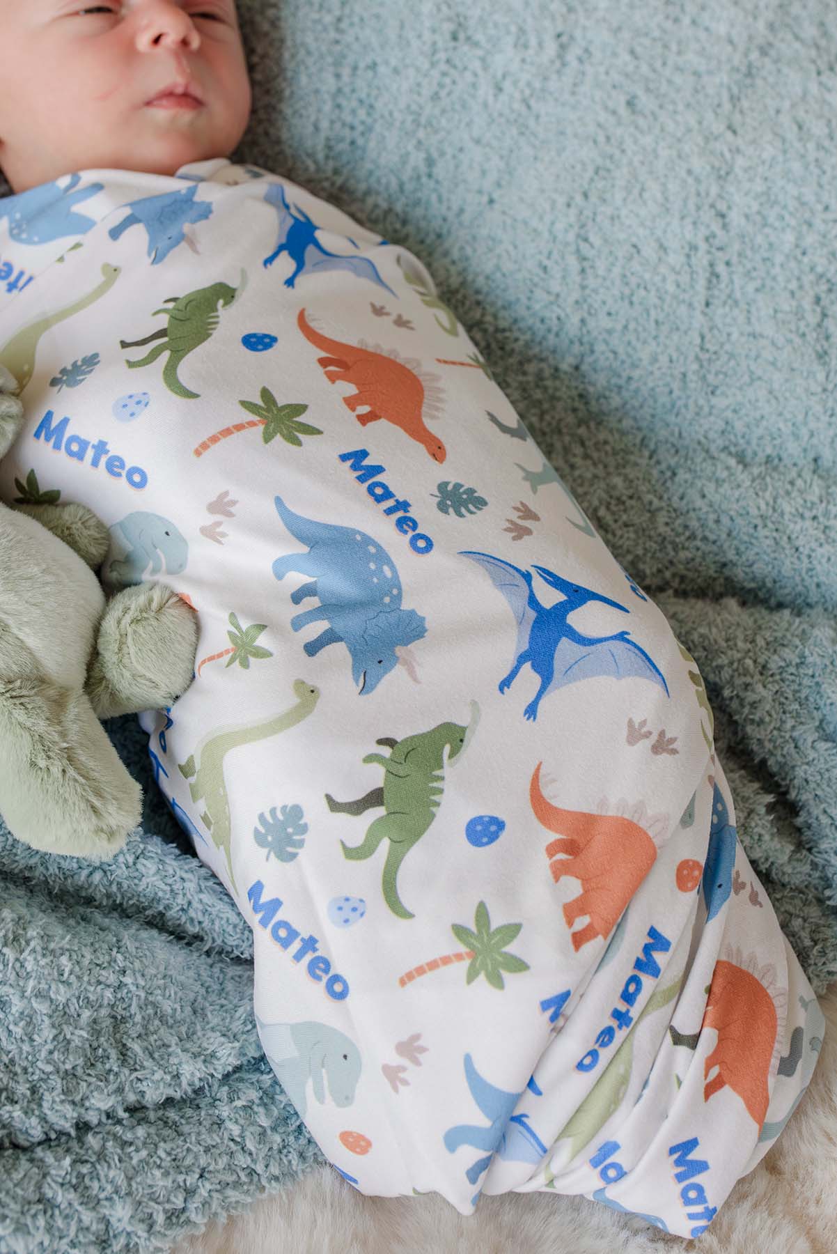 Personalized Swaddle Blanket | Little Fossil Neutral - Image 4
