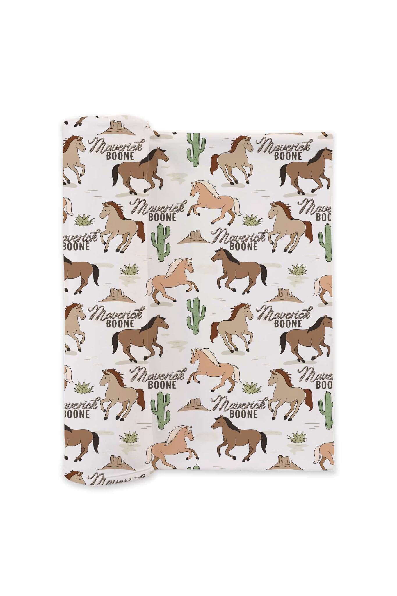 Personalized Swaddle Blanket | Pony Club Neutral - Image 2