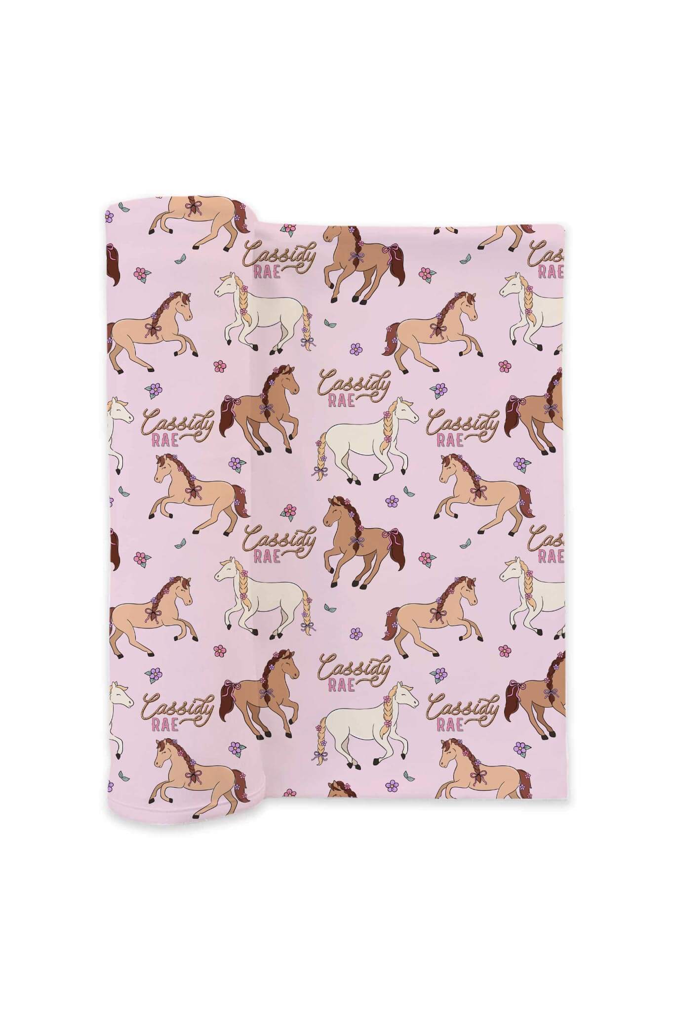 Personalized Swaddle Blanket | Pony Club Pink - Image 2
