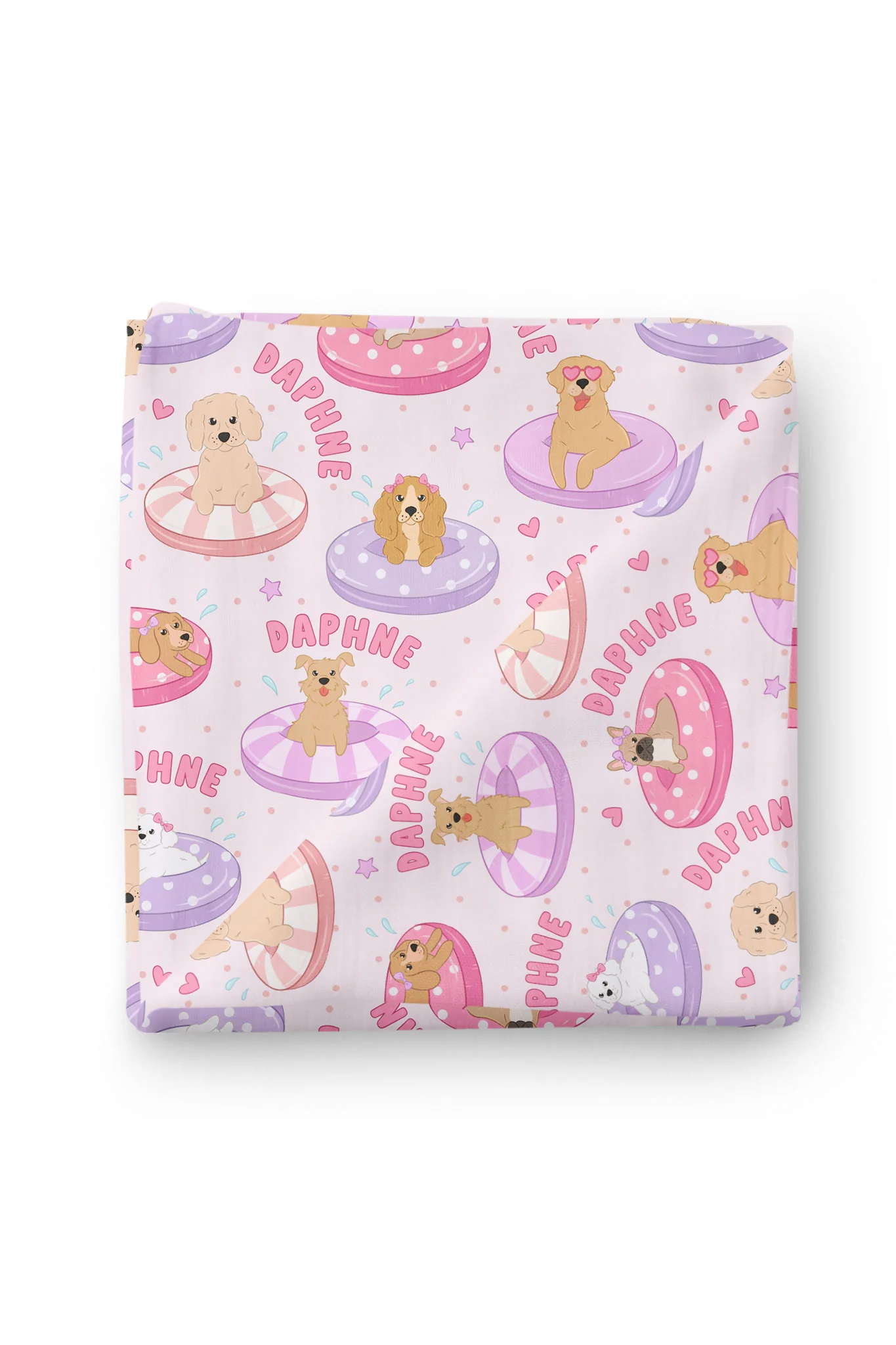Personalized Swaddle Blanket | Poolside Pups Pink