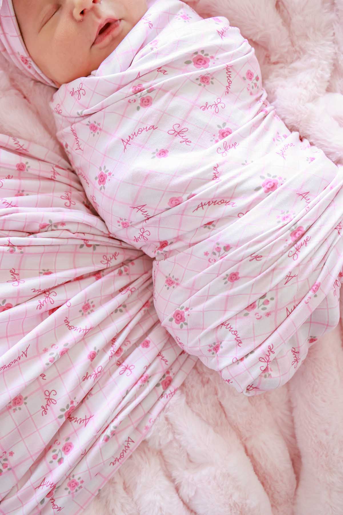 Personalized Swaddle Blanket | Primrose Plaid - Image 4