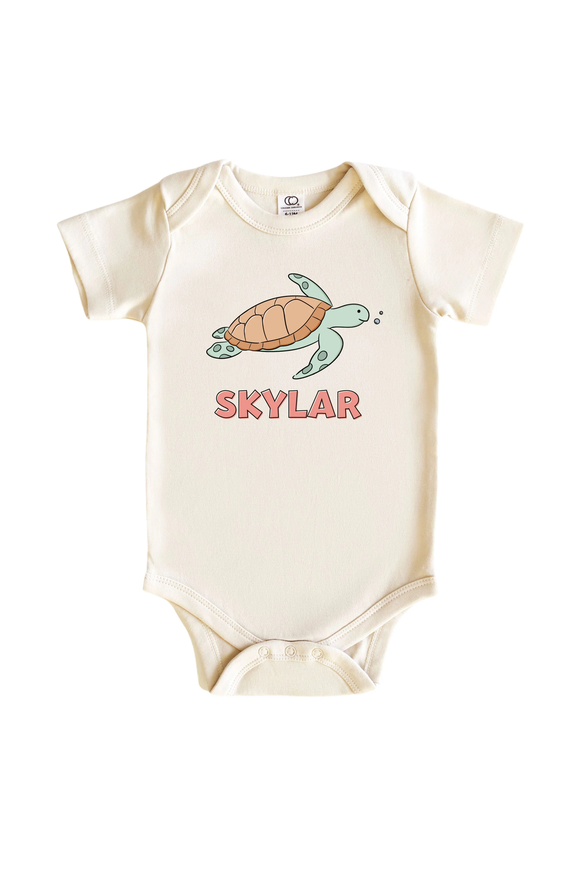 Personalized Turtley Rad Graphic Bodysuit & Kids Tee | Natural - Image 2