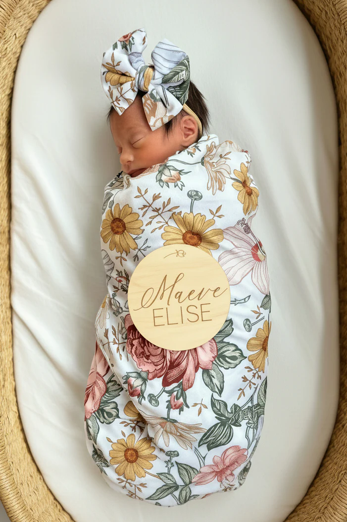 Peyton's Vintage Floral Knit Bow Headband - Image 2