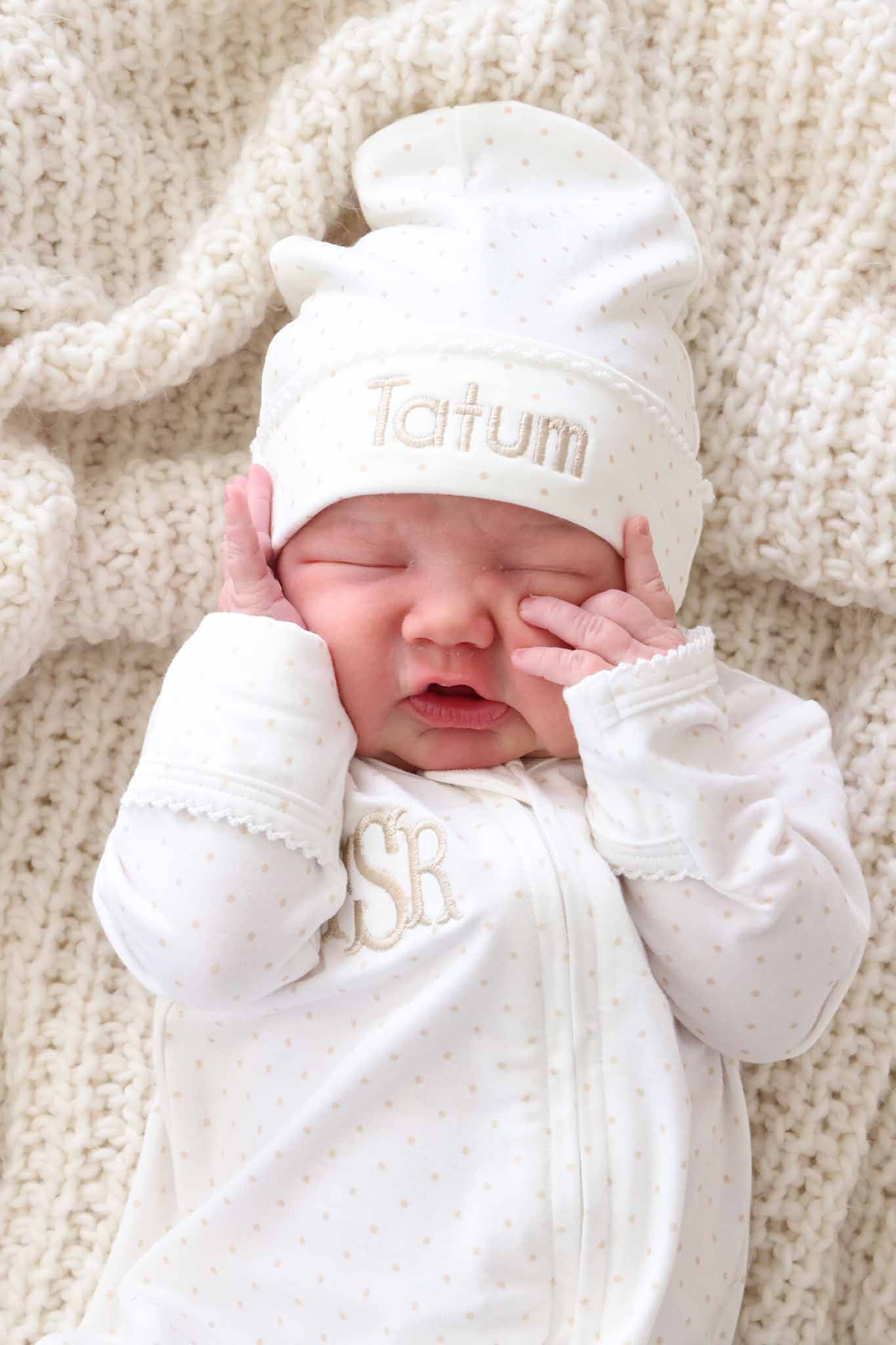 Picot Trim Bamboo Zipper Footie | Baby Taupe - Image 5
