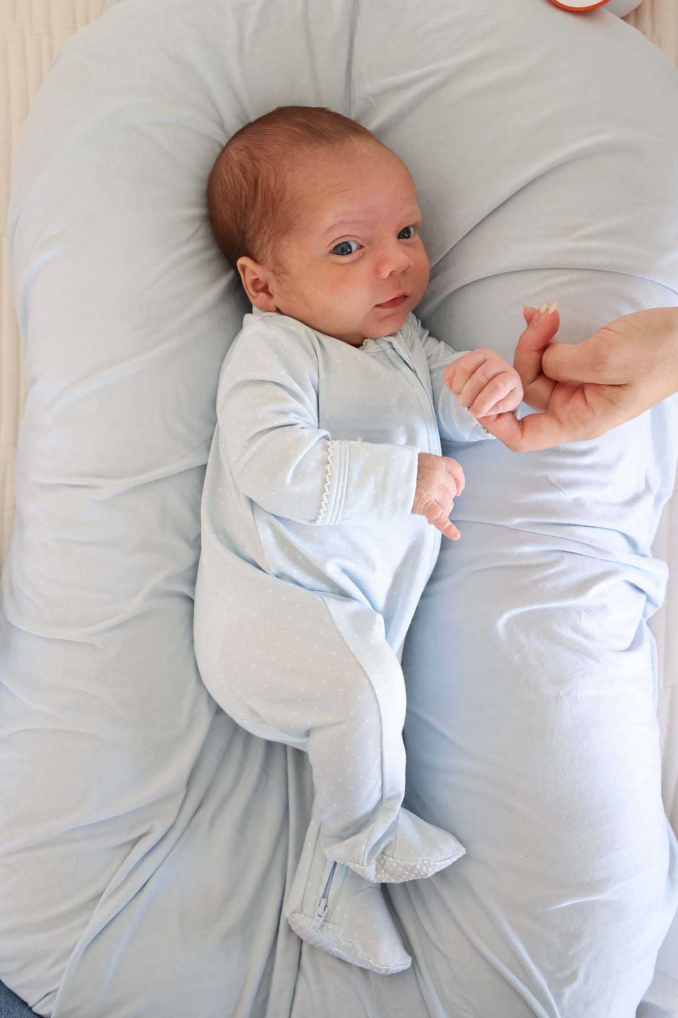 Picot Trim Bamboo Zipper Footie | Baby Blue - Image 16