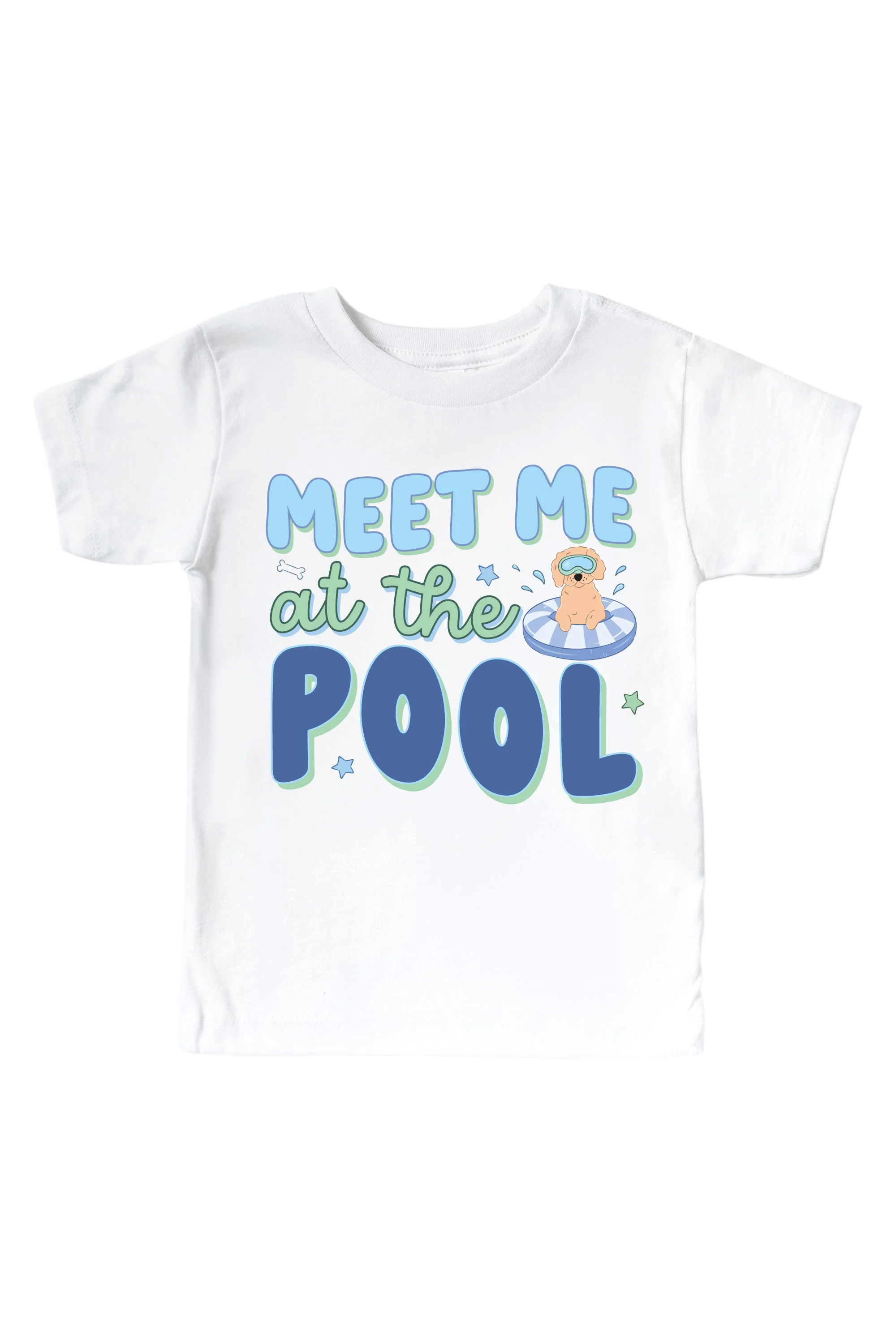Pool Time Blue Graphic Bodysuit & Kids Tee | White - Image 3