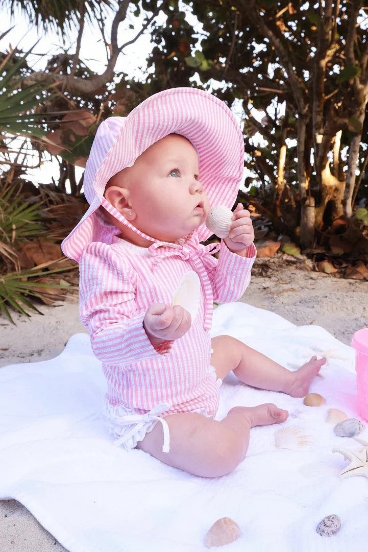 Printed Sun Hat | Seersucker Dusty Pink - Image 4