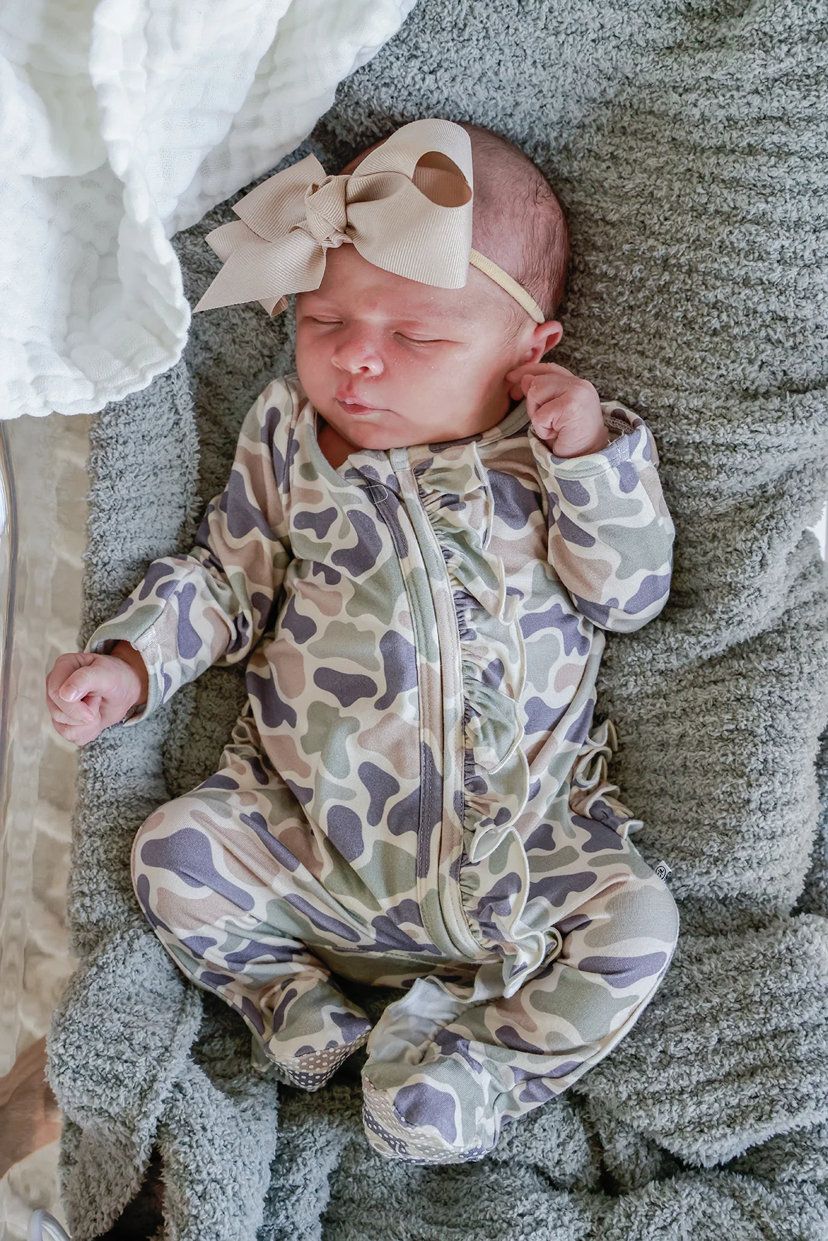 Ruffle Bamboo Zipper Footie | Camo Cutie - Image 8
