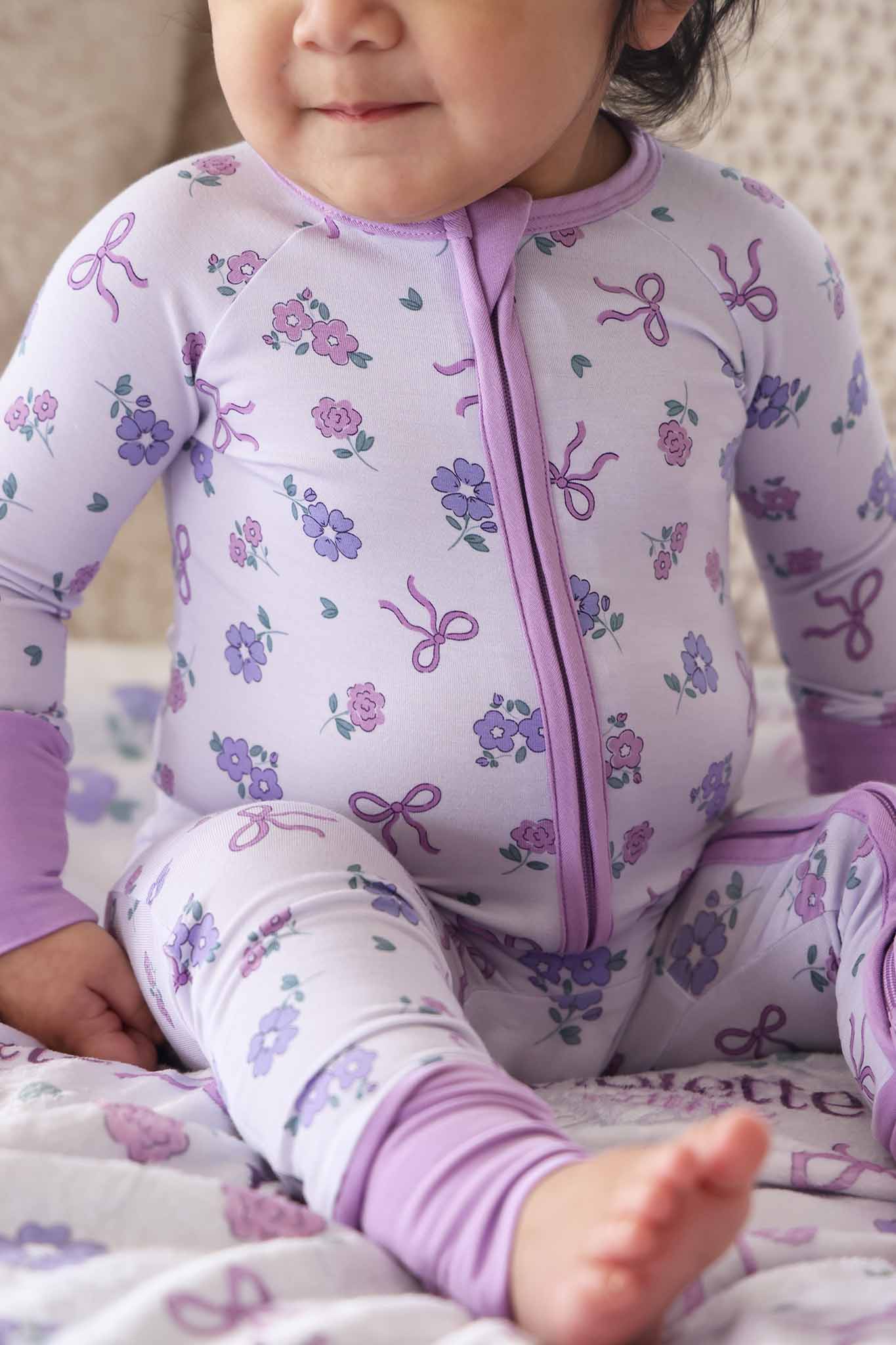 Ribbon & Roses Convertible Zip Romper | Purple