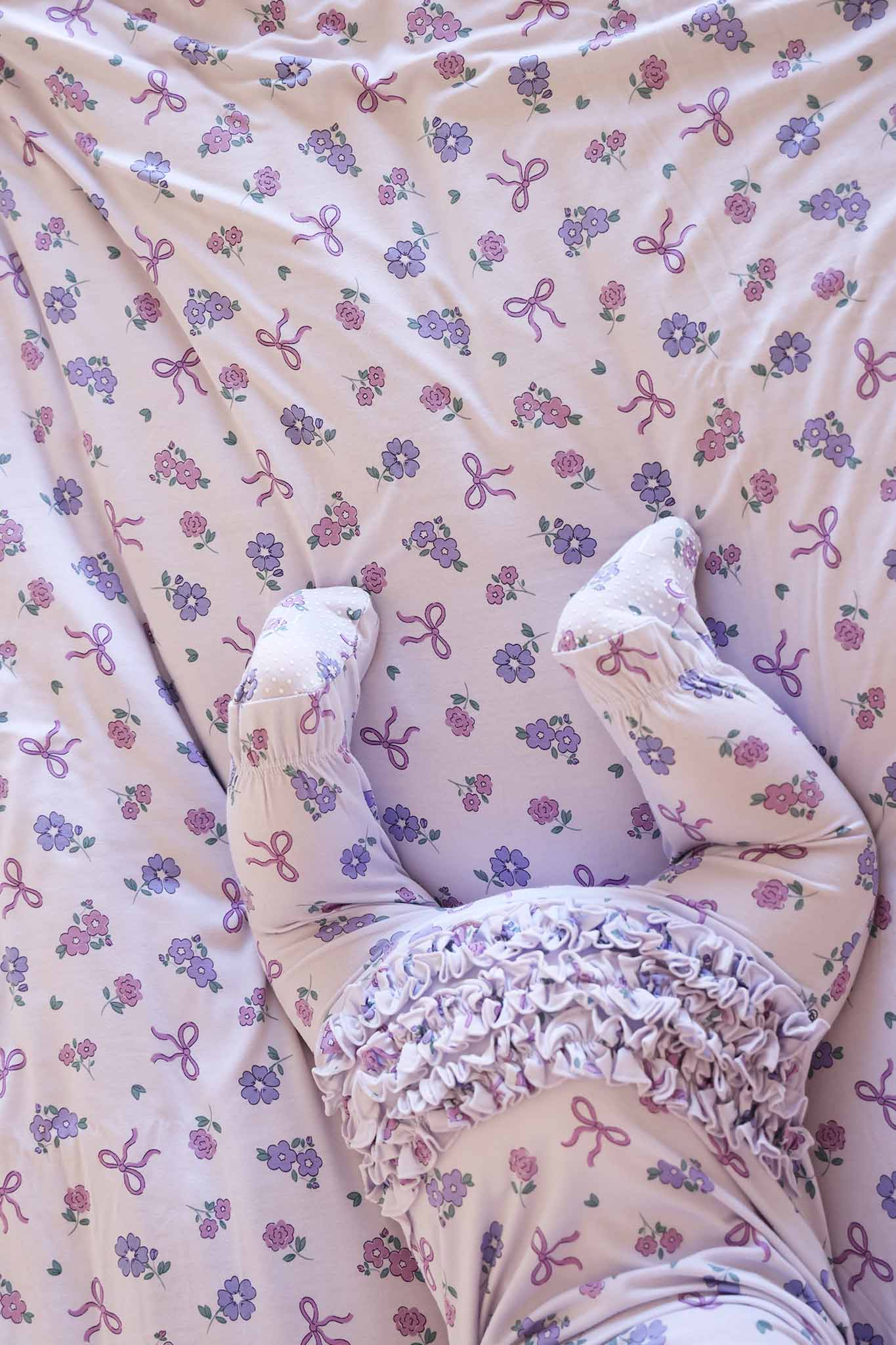Ribbon & Roses Double Sided Bamboo Blanket | Purple - Image 2