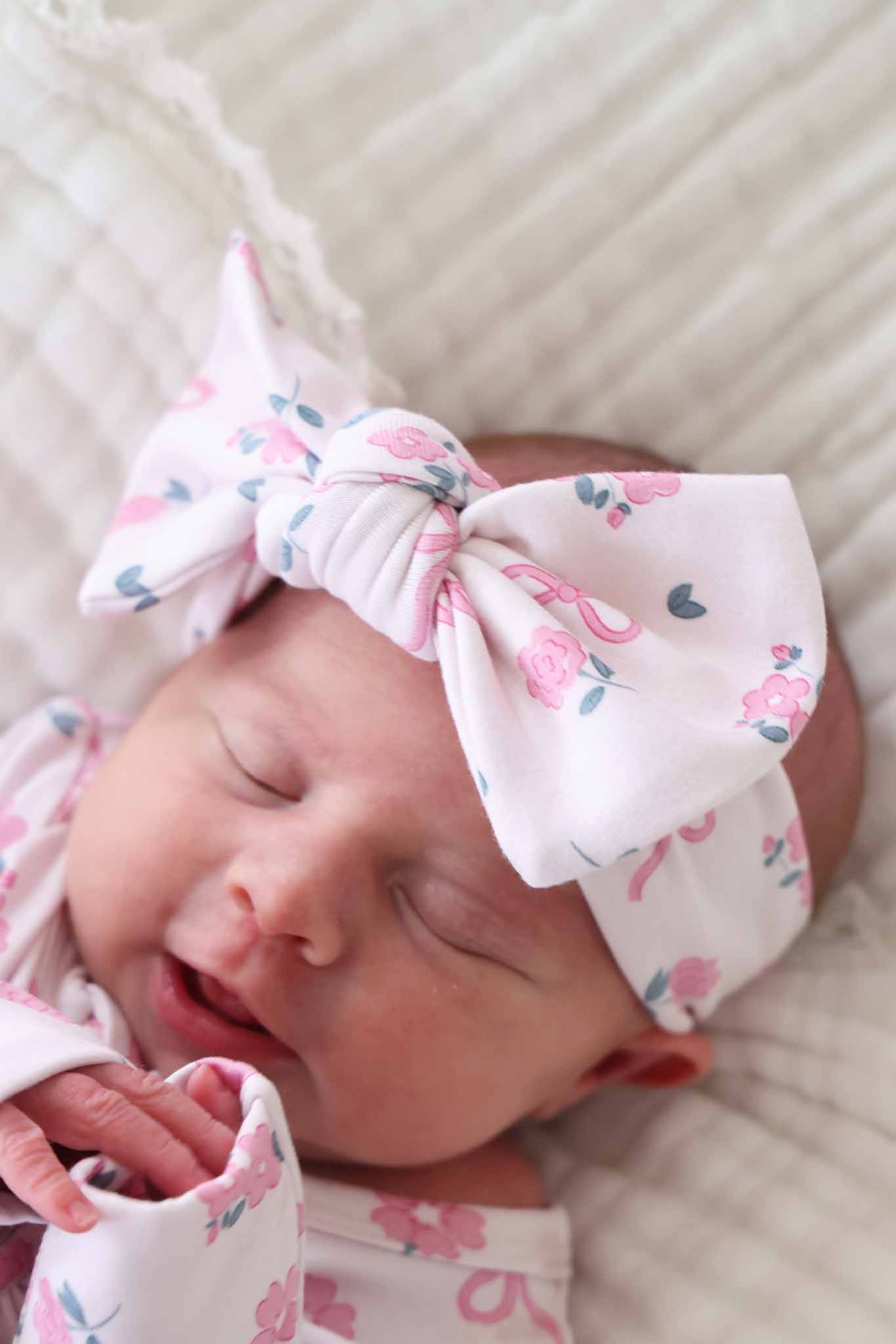 Ribbon & Roses Knit Large Bow Headwrap | Pink - Image 3