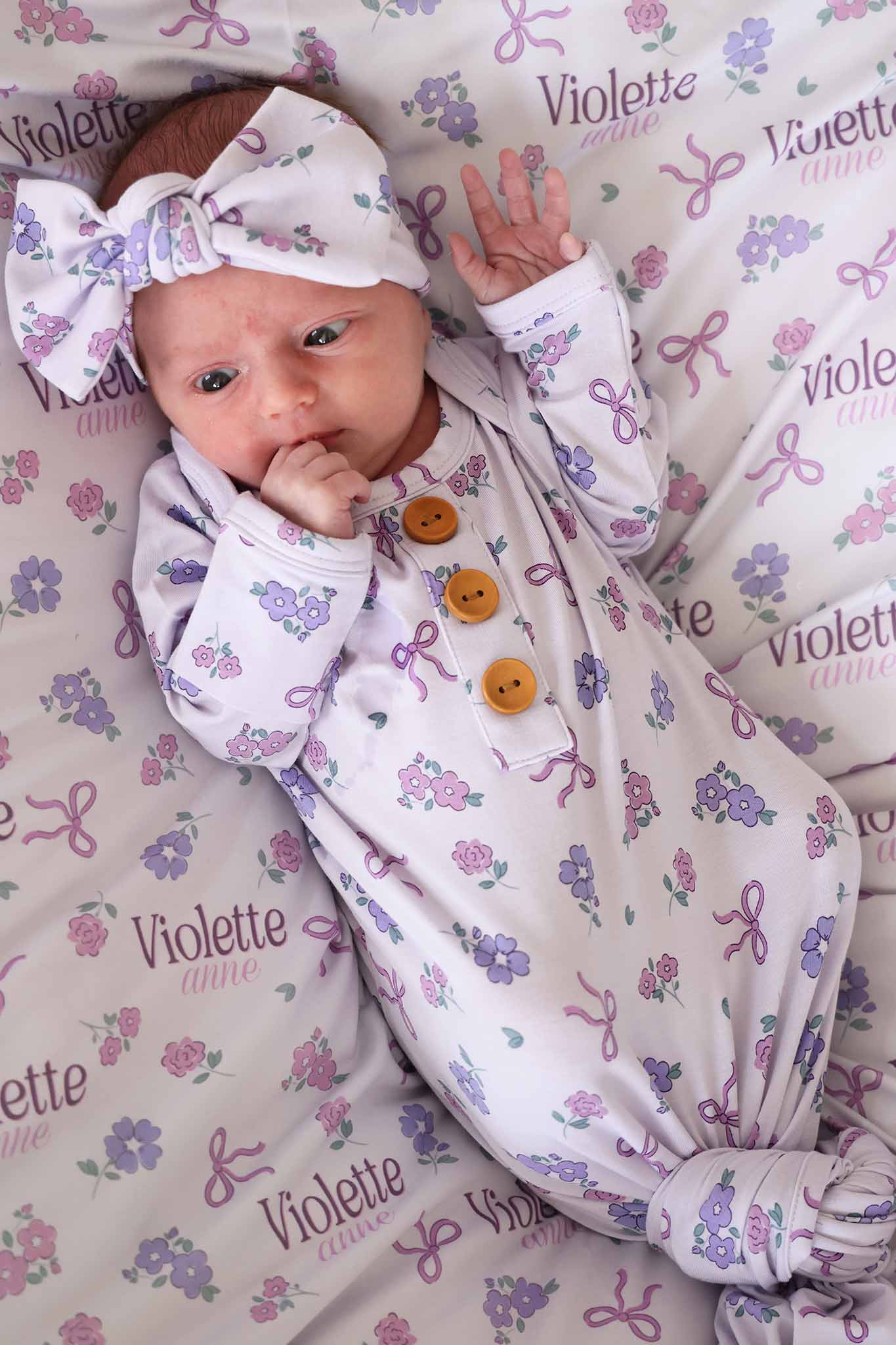 Ribbon & Roses Knit Large Bow Headwrap | Purple - Image 5