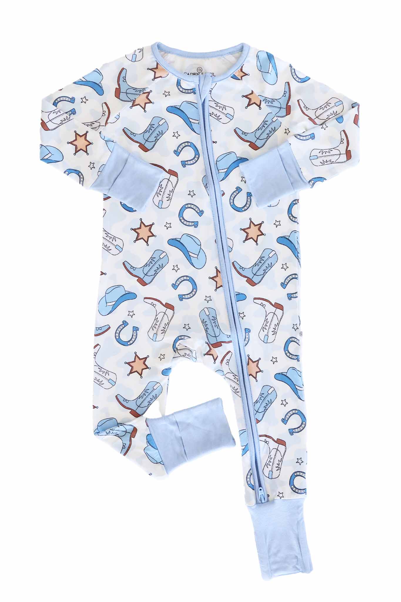 Rodeo Dreams Convertible Bamboo Zip Romper | Blue - Image 3