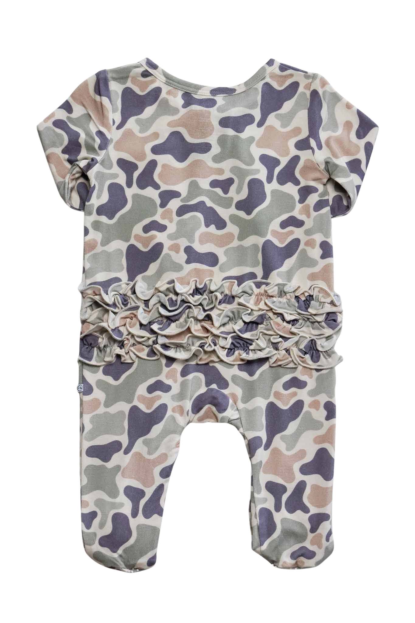 Ruffle Bamboo Zipper Footie | Camo Cutie - Image 6