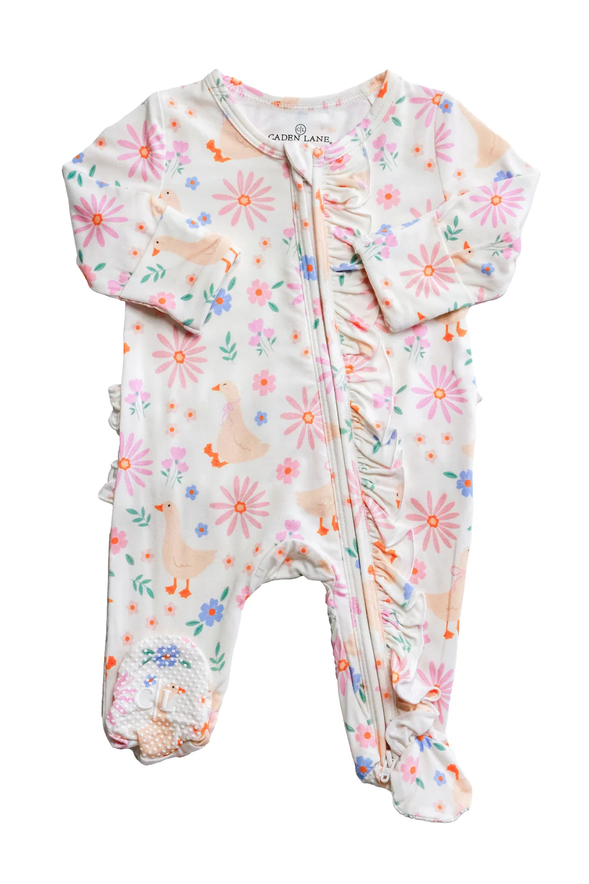 Ruffle Bamboo Zipper Footie | Loosey Goose - Image 2
