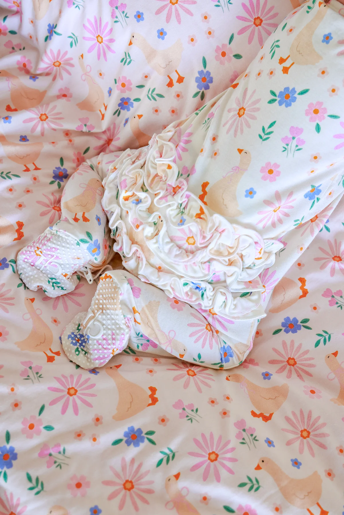 Ruffle Bamboo Zipper Footie | Loosey Goose - Image 4