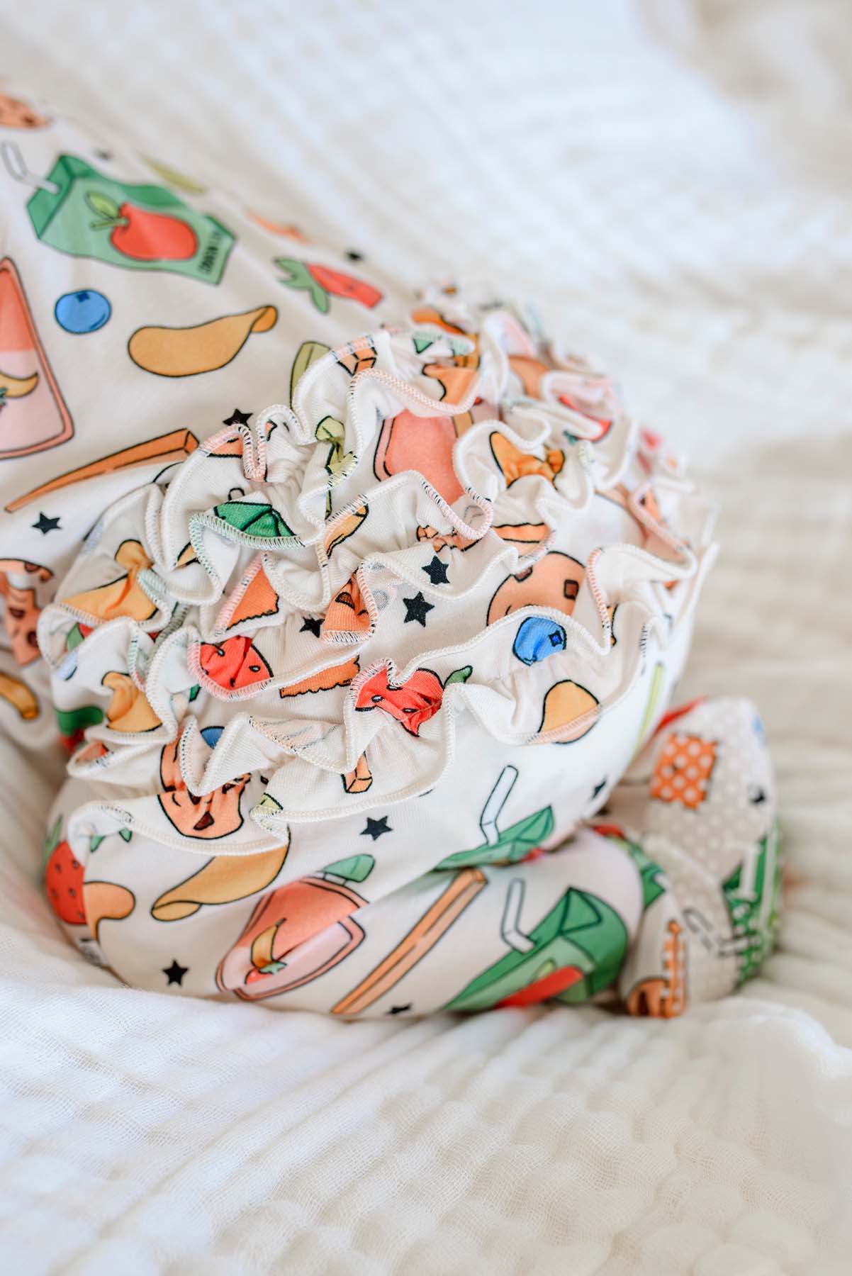 Ruffle Bamboo Zipper Footie | Snack Attack - Image 15