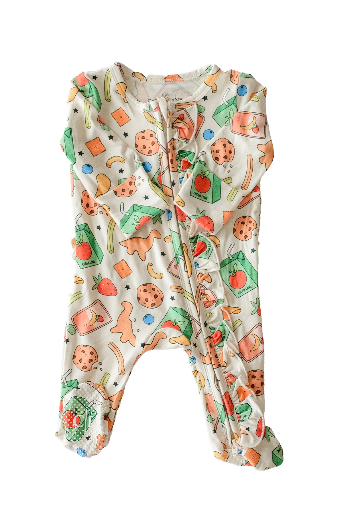 Ruffle Bamboo Zipper Footie | Snack Attack - Image 2