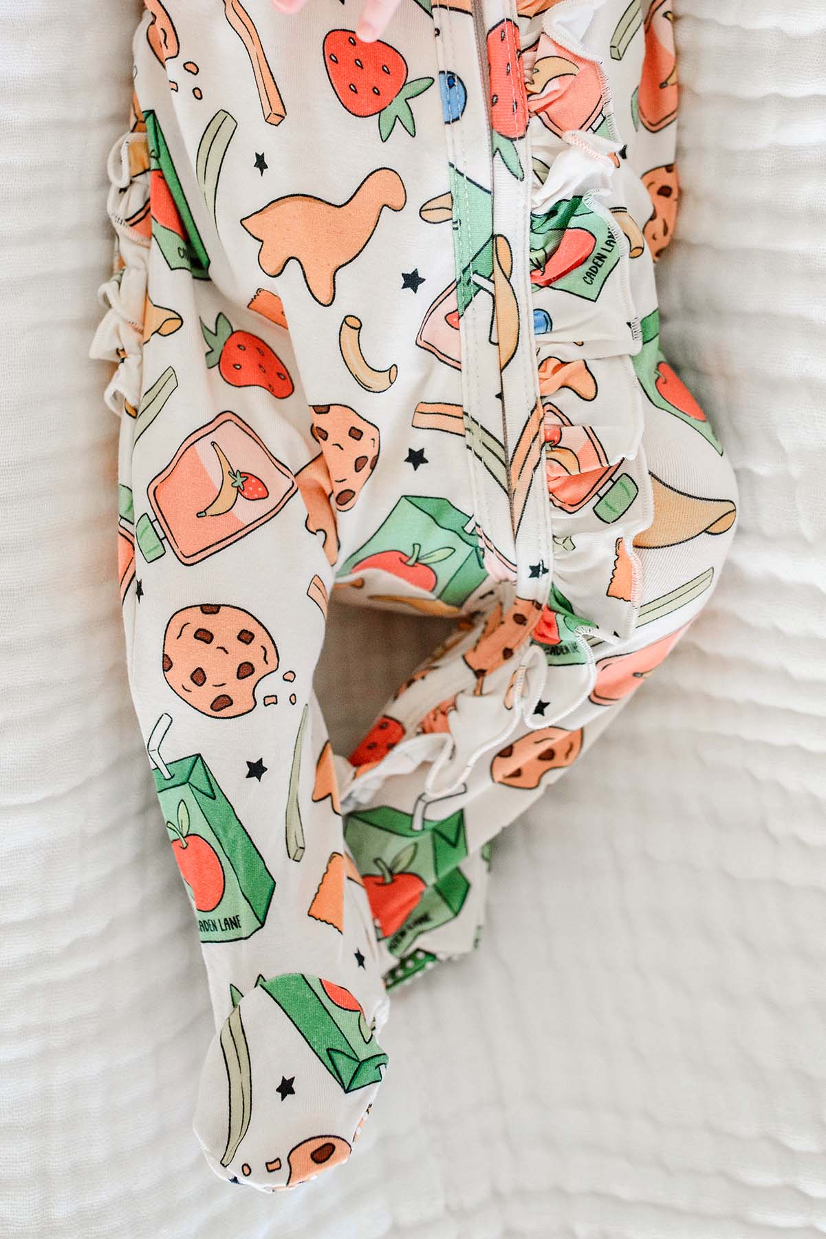 Ruffle Bamboo Zipper Footie | Snack Attack - Image 4