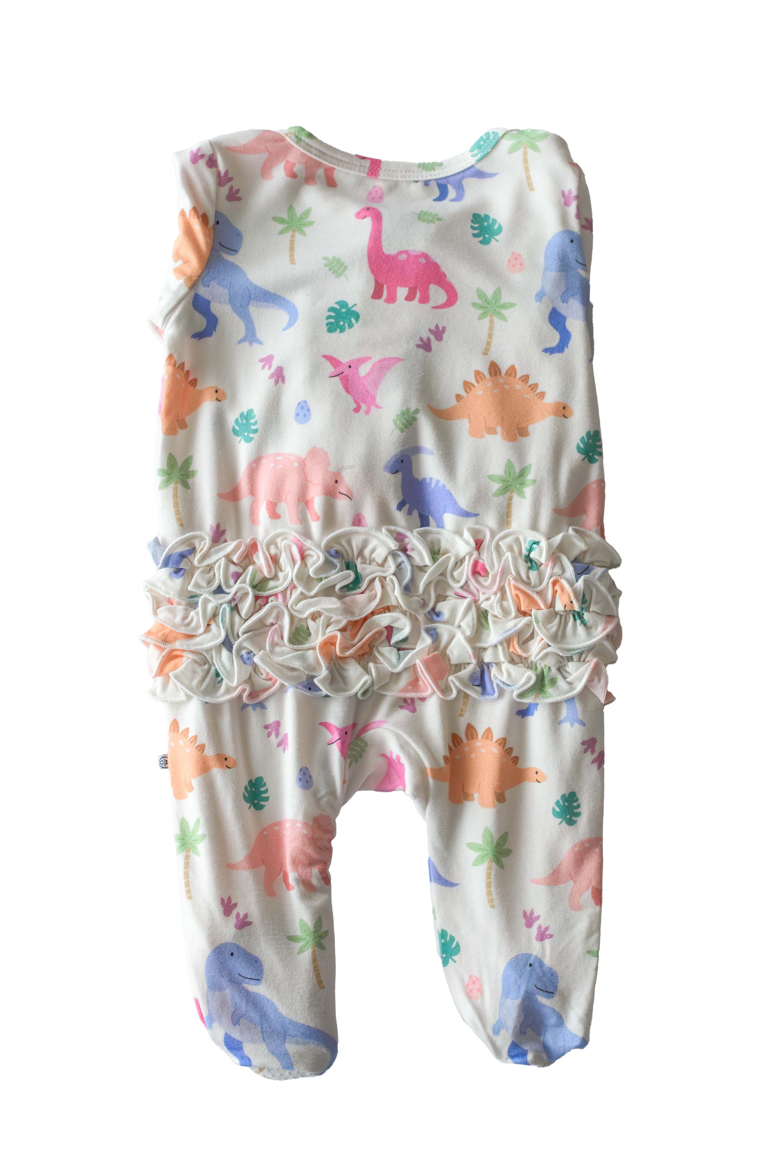 Ruffle Zipper Bamboo Footie | Little Fossil Pink - Image 6