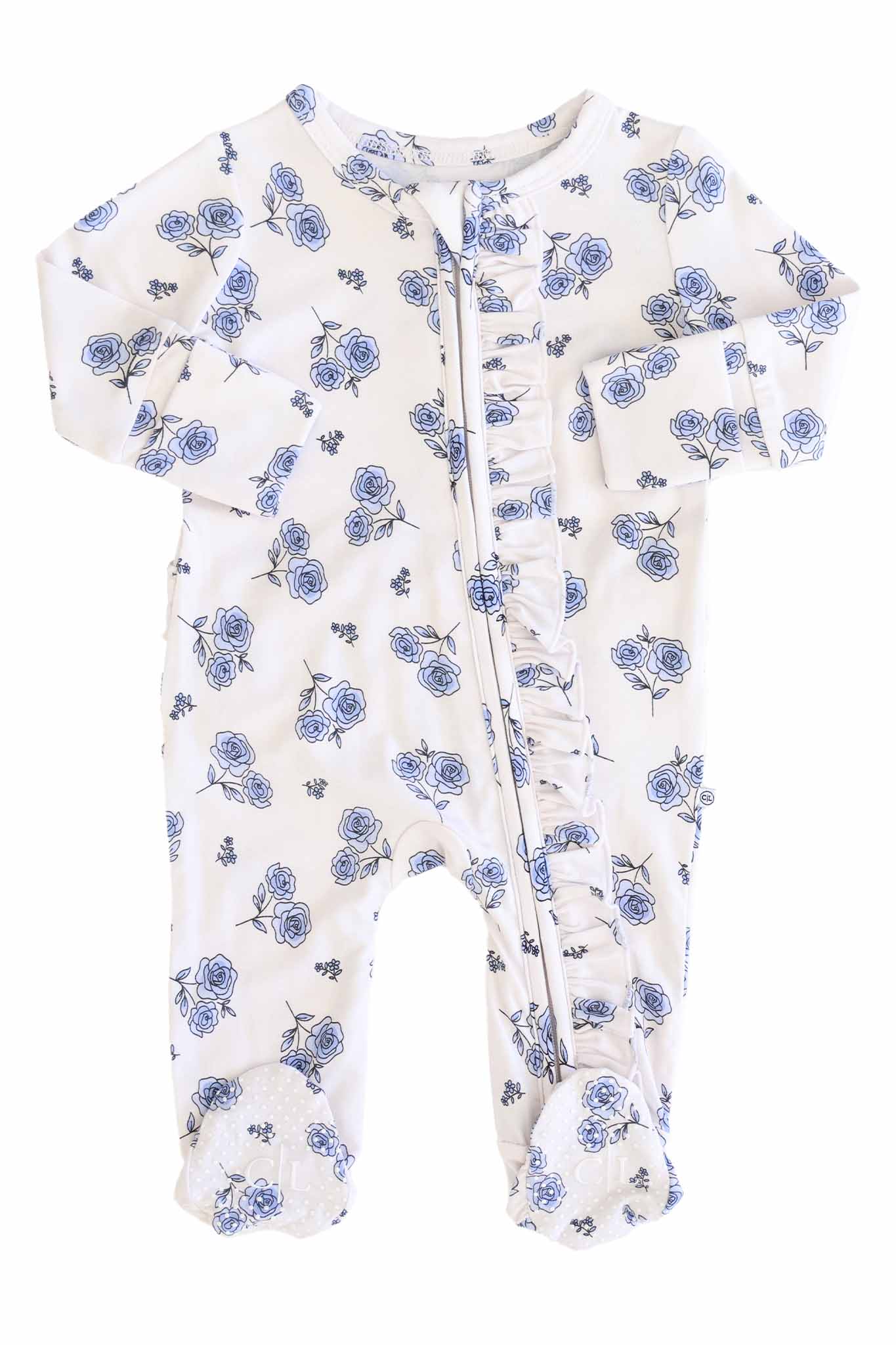 Sapphire Garden Ruffle Zipper Footie - Image 3