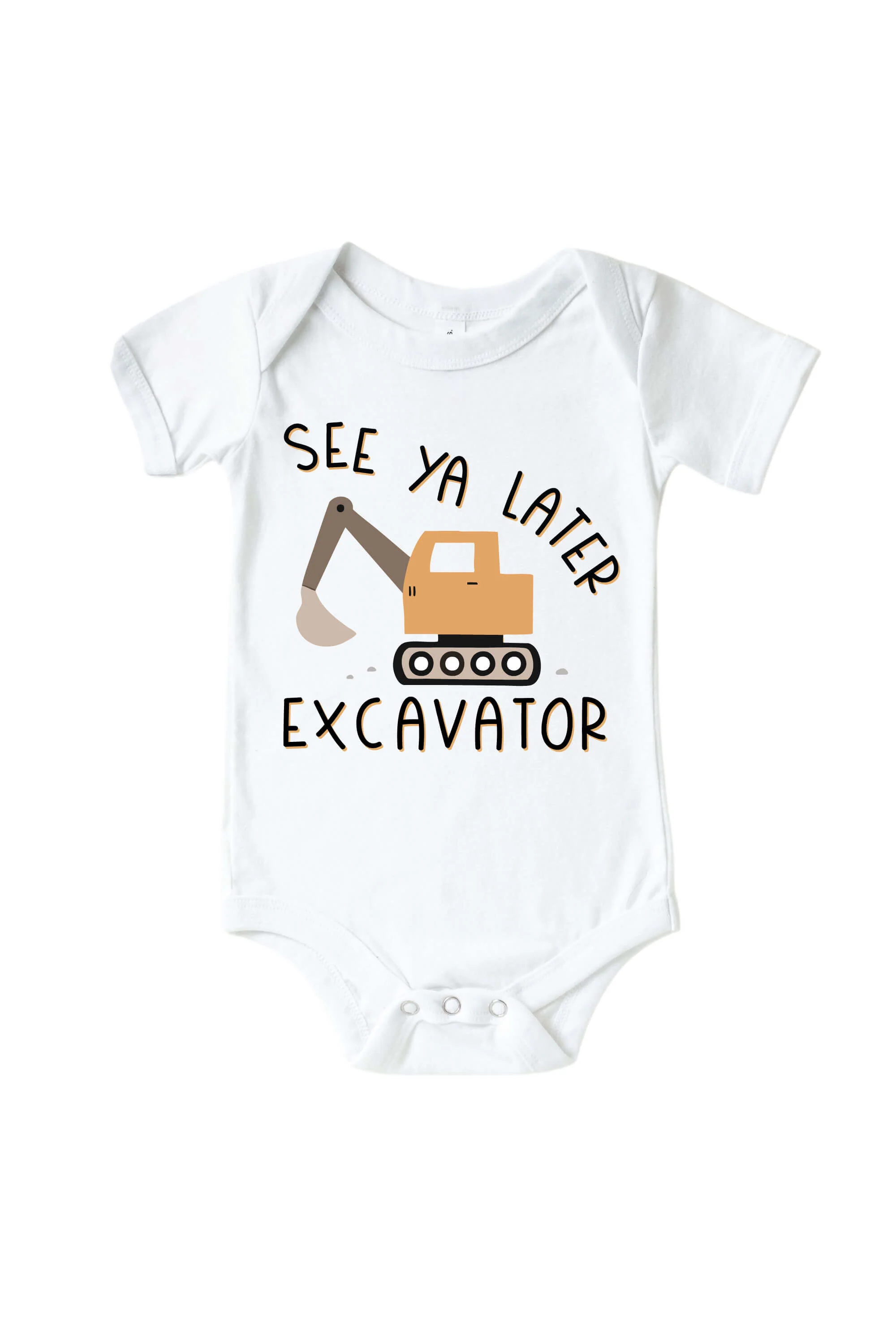 See Ya Later Excavator Graphic Bodysuit & Kids Tee | White - Image 2