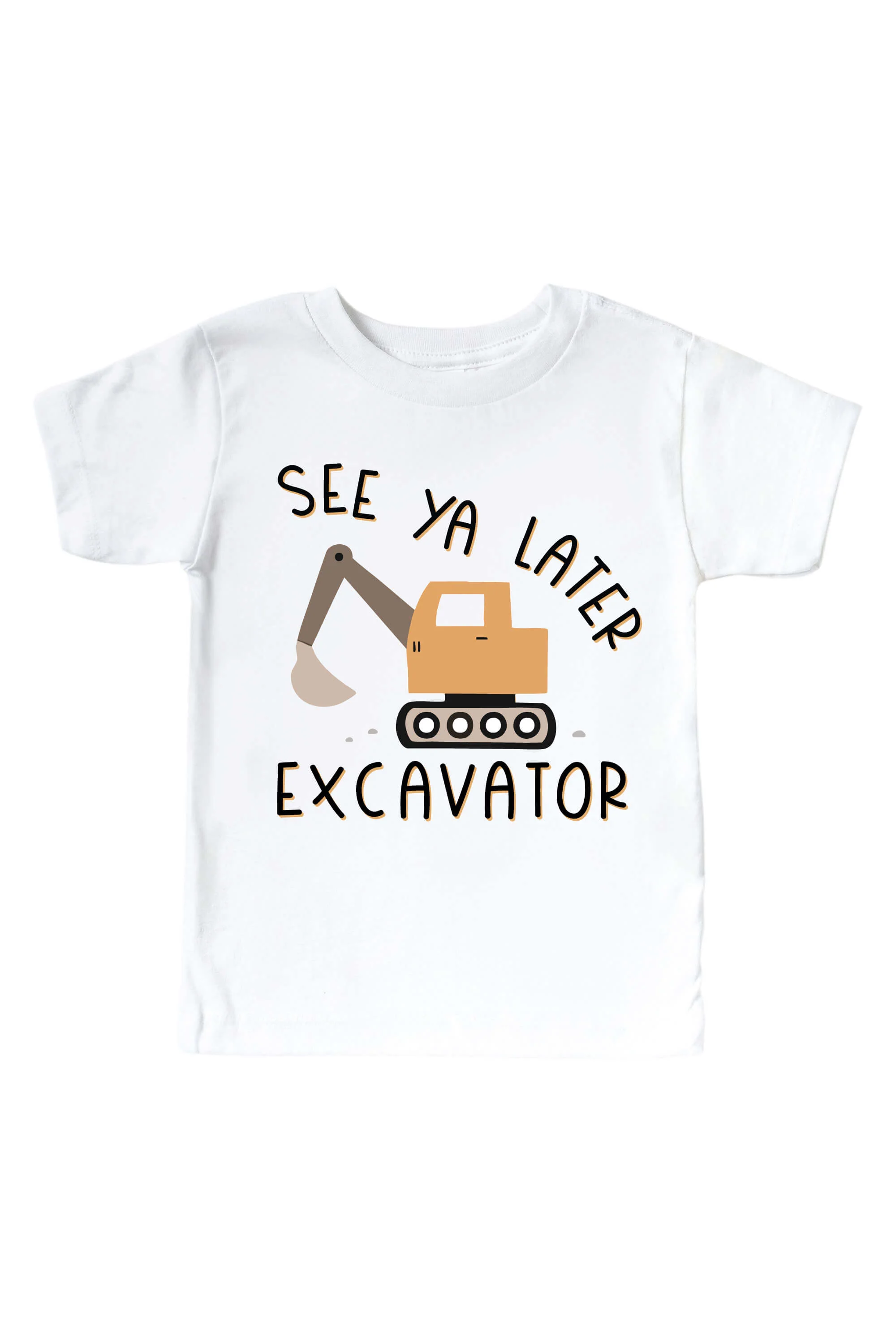 See Ya Later Excavator Graphic Bodysuit & Kids Tee | White - Image 3