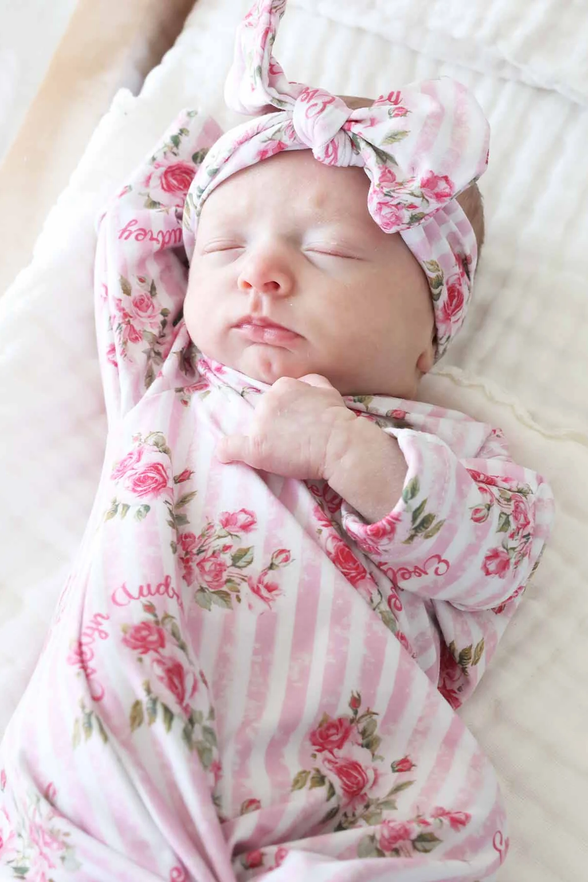 Shabby Chic Personalized Newborn Baby Knot Gown - Image 5