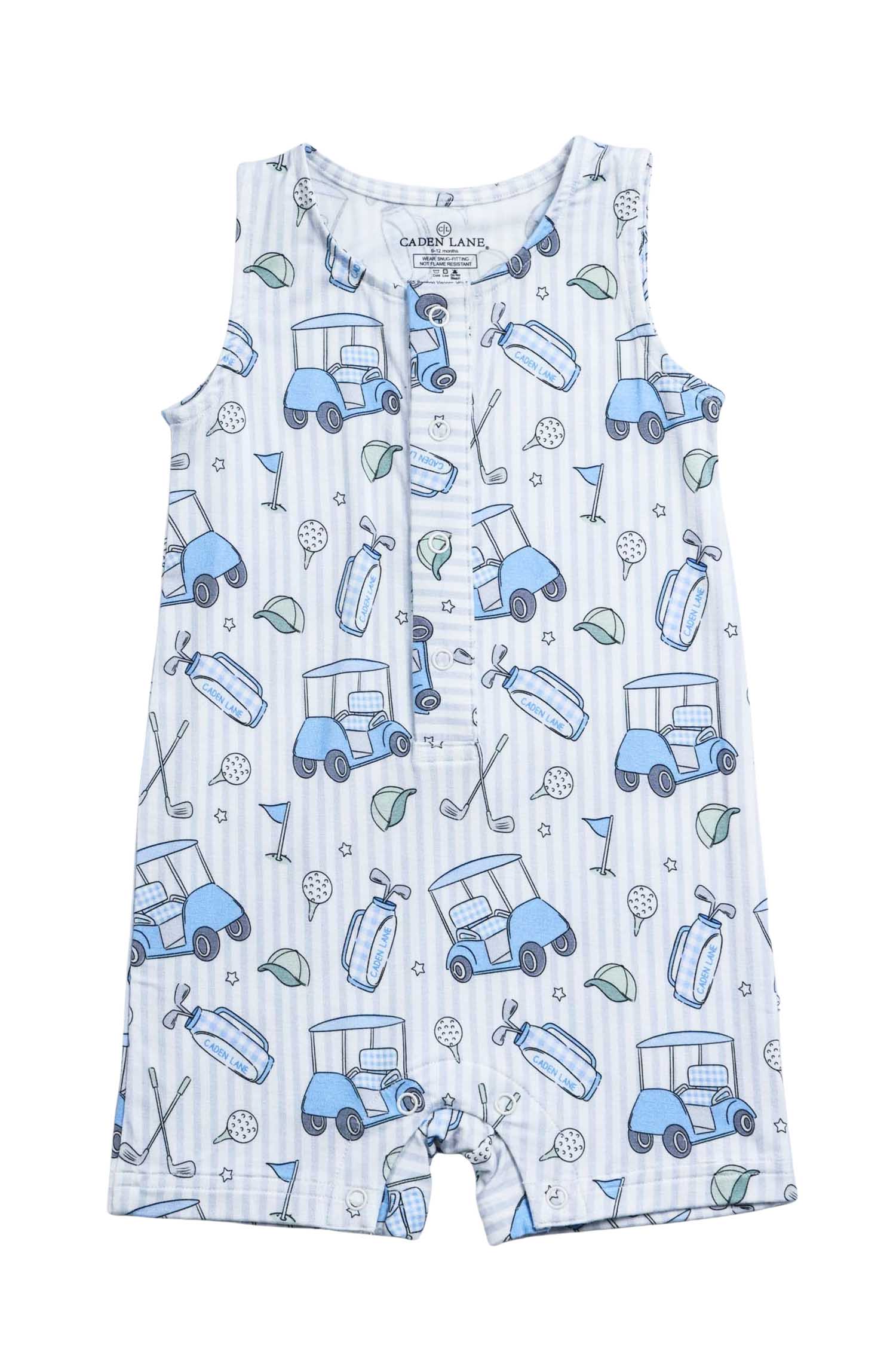 Sleeveless Snap Romper | Caddie Crew Blue - Image 2