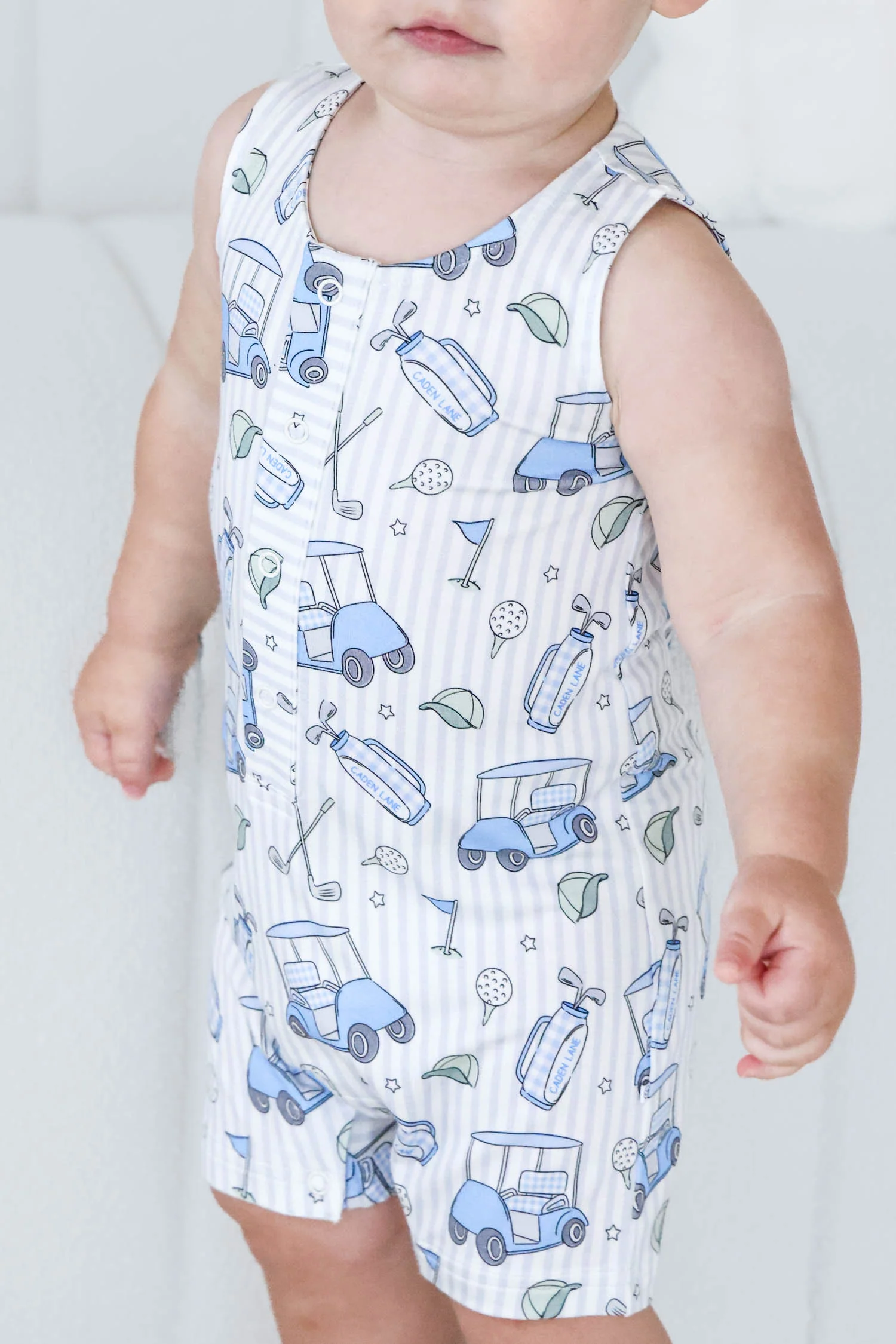 Sleeveless Snap Romper | Caddie Crew Blue - Image 5