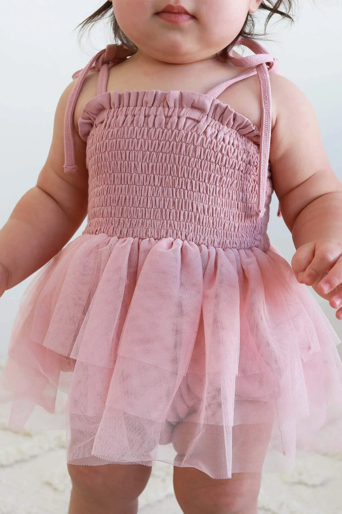 Smocked Tutu Bodysuit | Mauve - Image 3