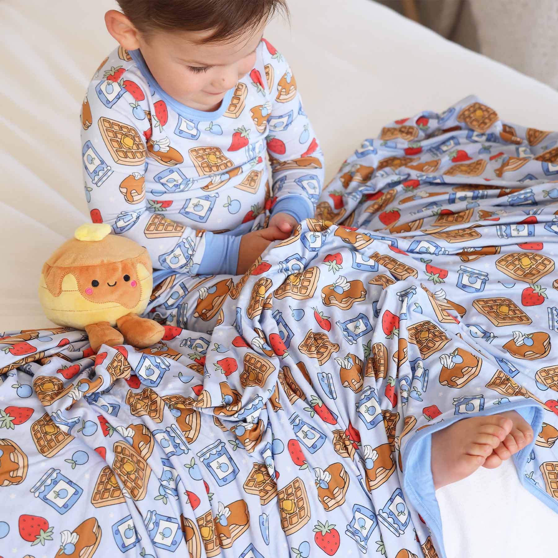 Sweet Stacks Double Sided Bamboo Blanket | Blue - Image 2