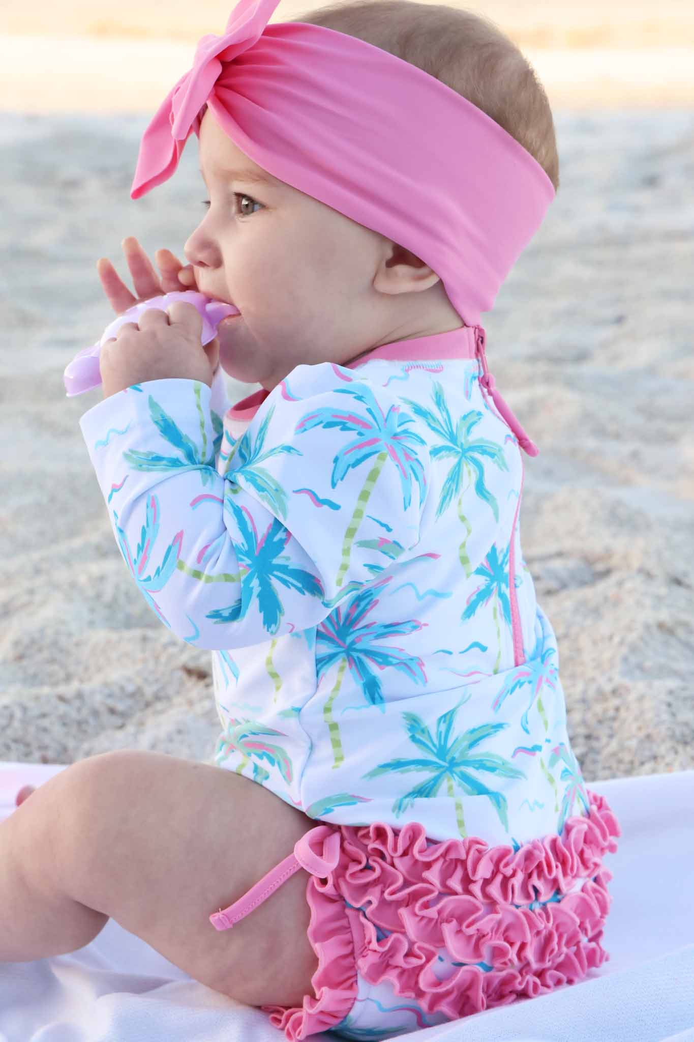 Long Sleeve Rash Guard With Ruffle Bottom | Blue Lagoon - Image 19