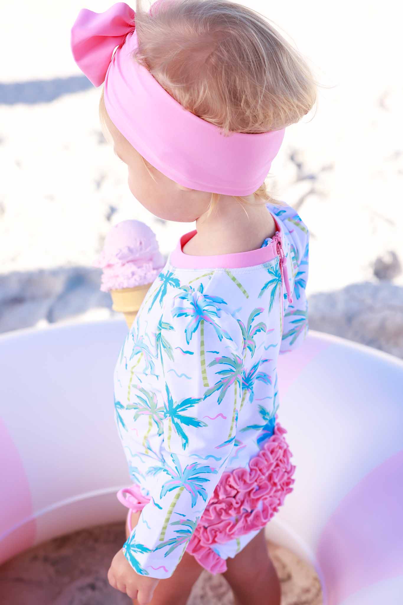 Long Sleeve Rash Guard With Ruffle Bottom | Blue Lagoon - Image 18