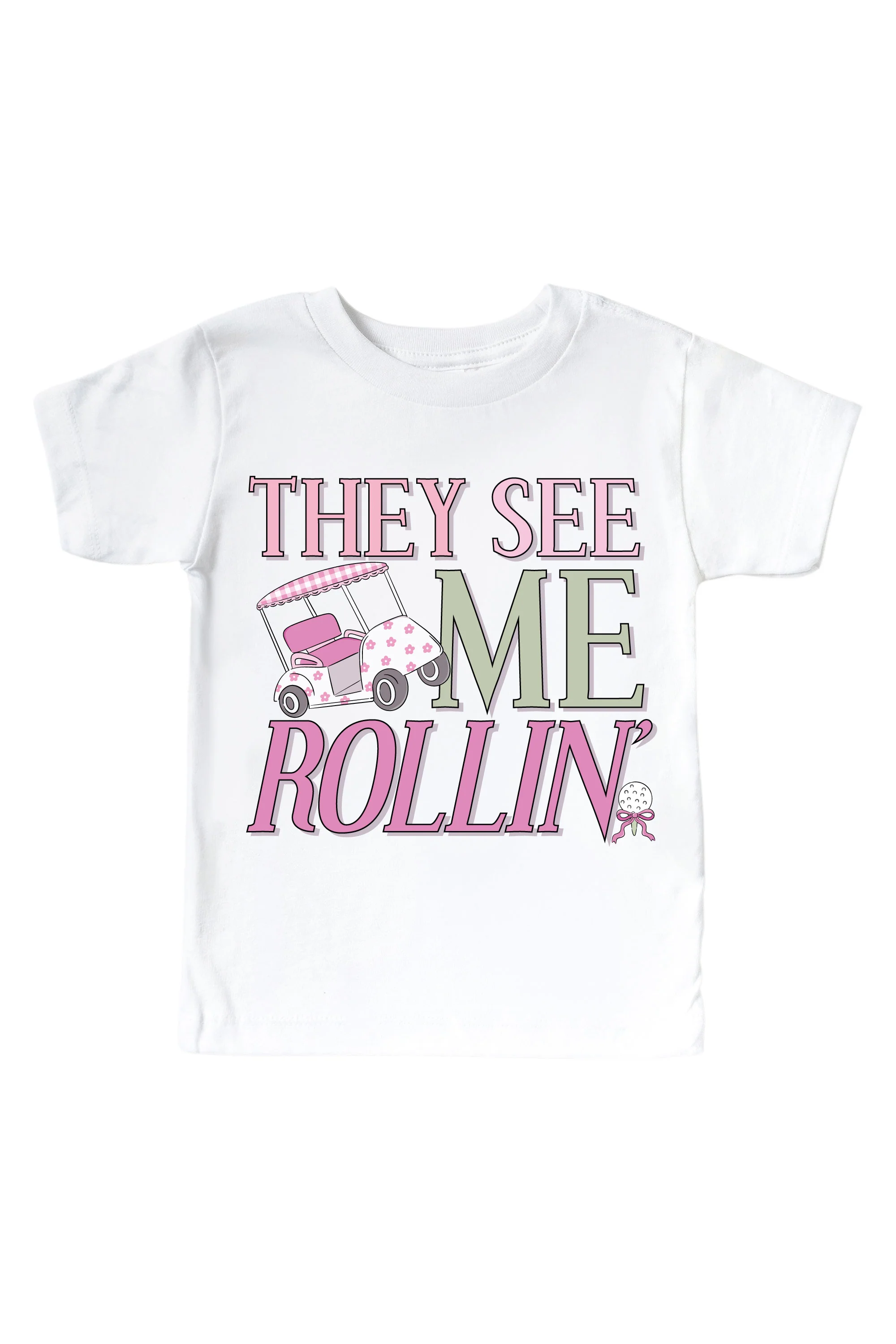 They See Me Rollin' Pink Graphic Bodysuit & Kids Tee | White - Image 3
