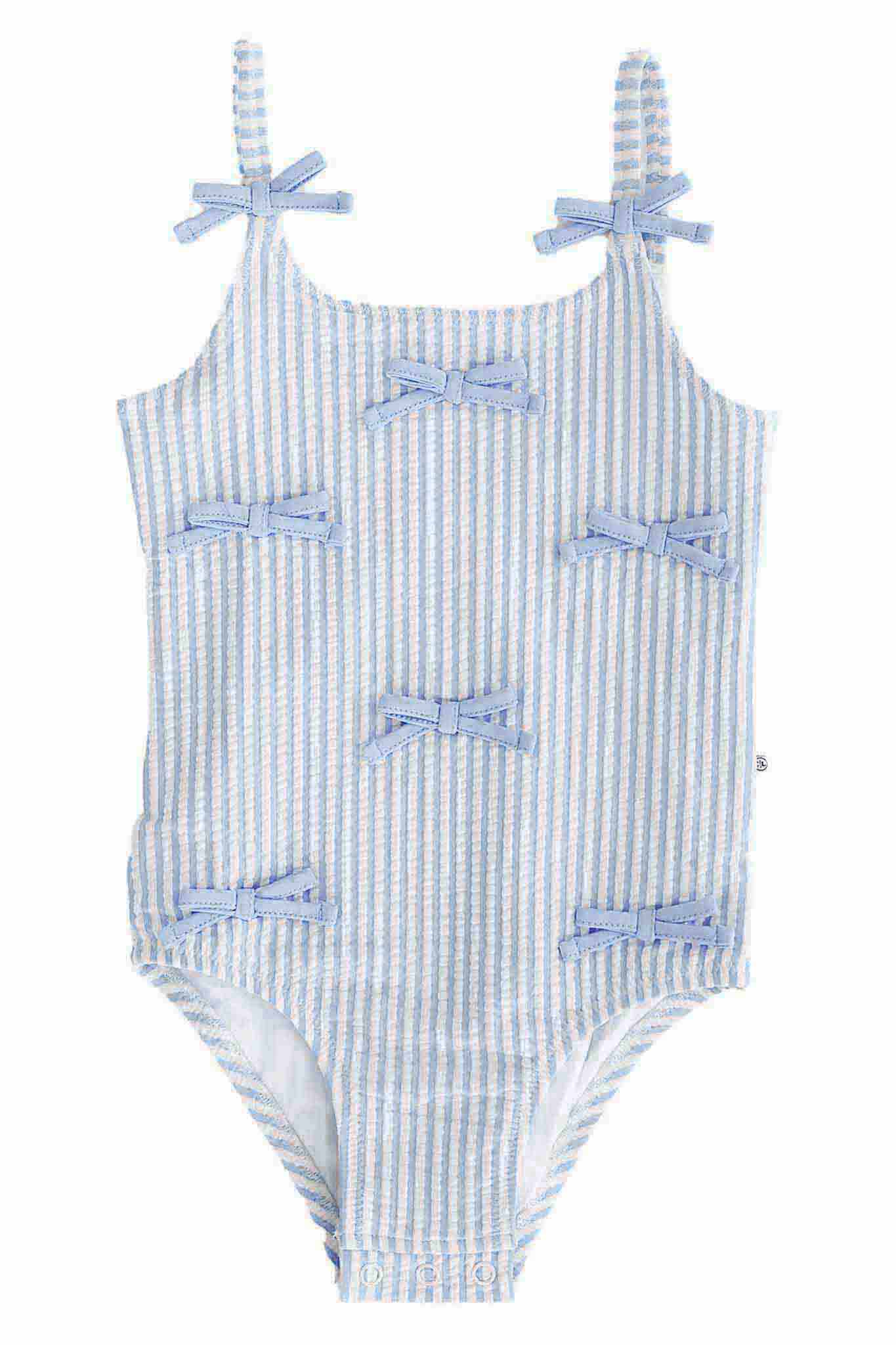 Tiny Bows One Piece | Seersucker Blue - Image 2