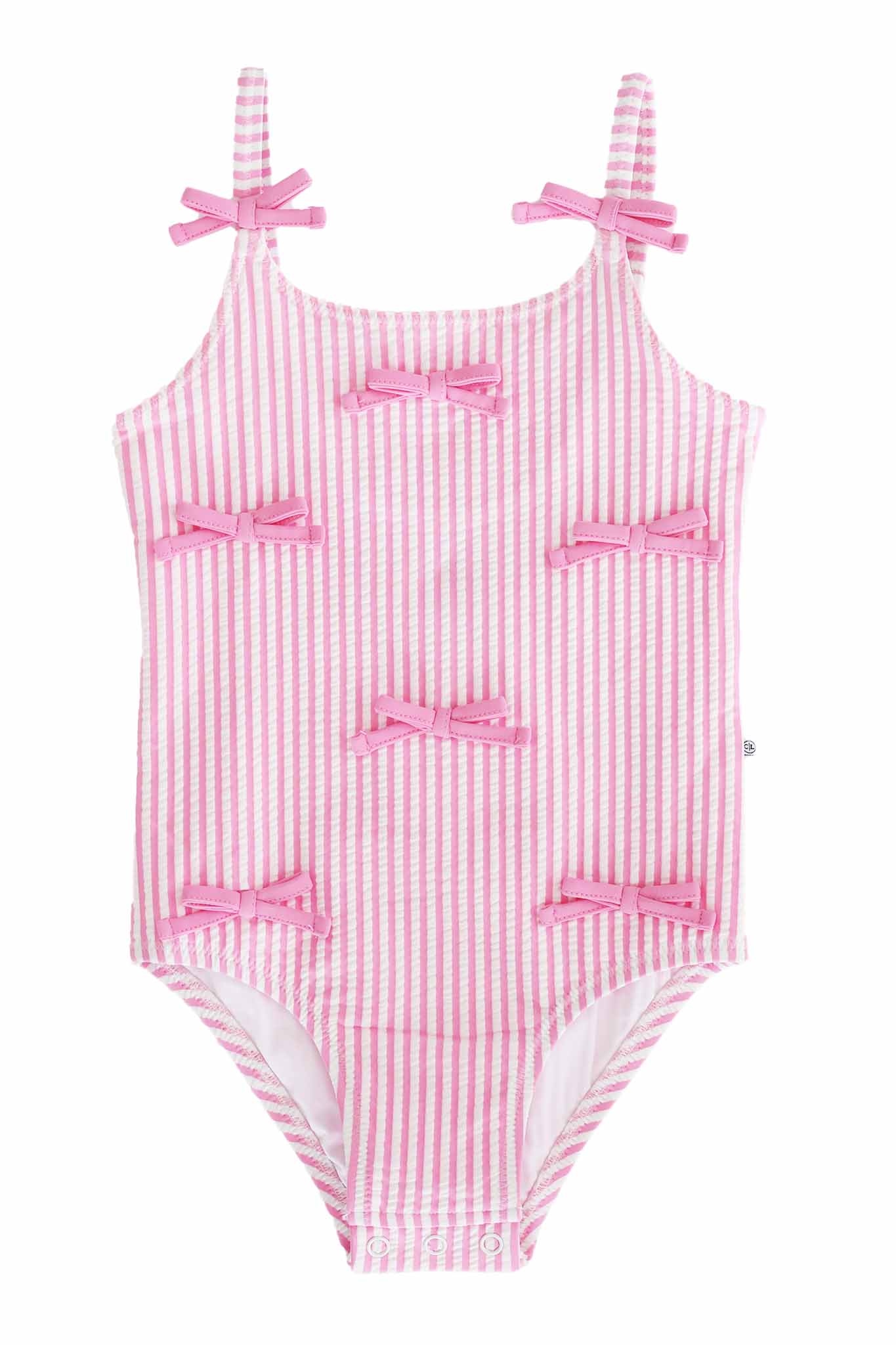 Tiny Bows One Piece | Seersucker Dusty Pink - Image 2